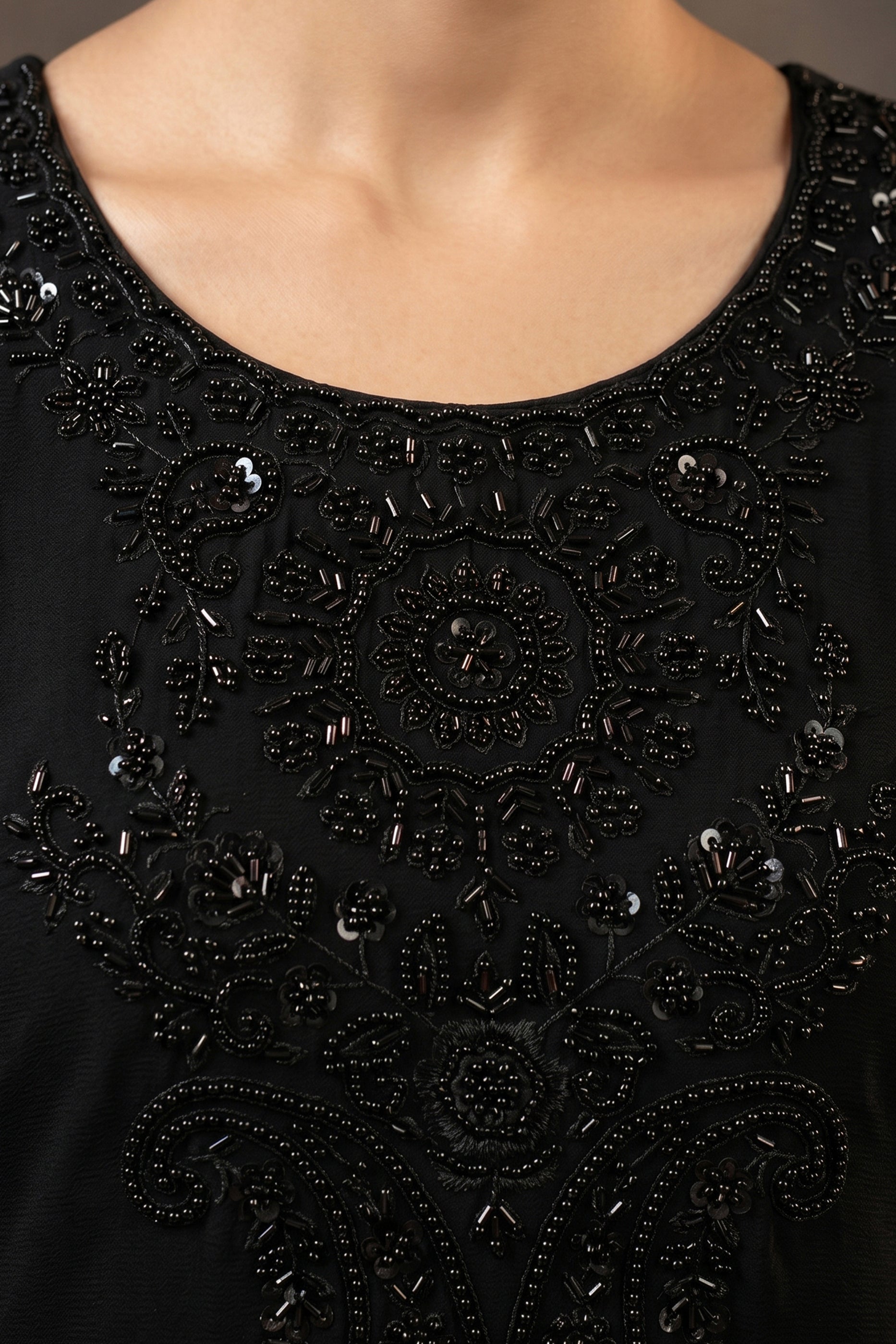 Black Readymade Bead Work Chinon Suit-SAR13004_4_SareeButa.com