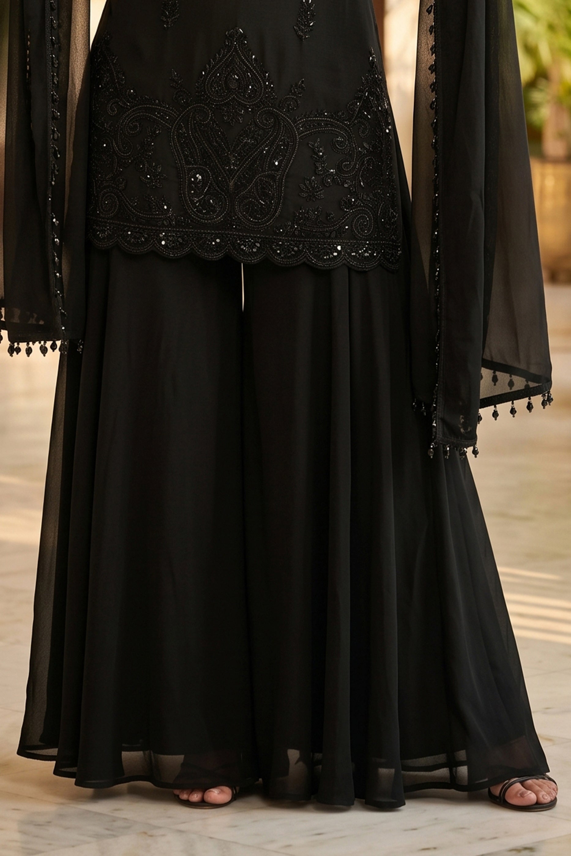 Black Readymade Bead Work Chinon Suit-SAR13004_8_SareeButa.com