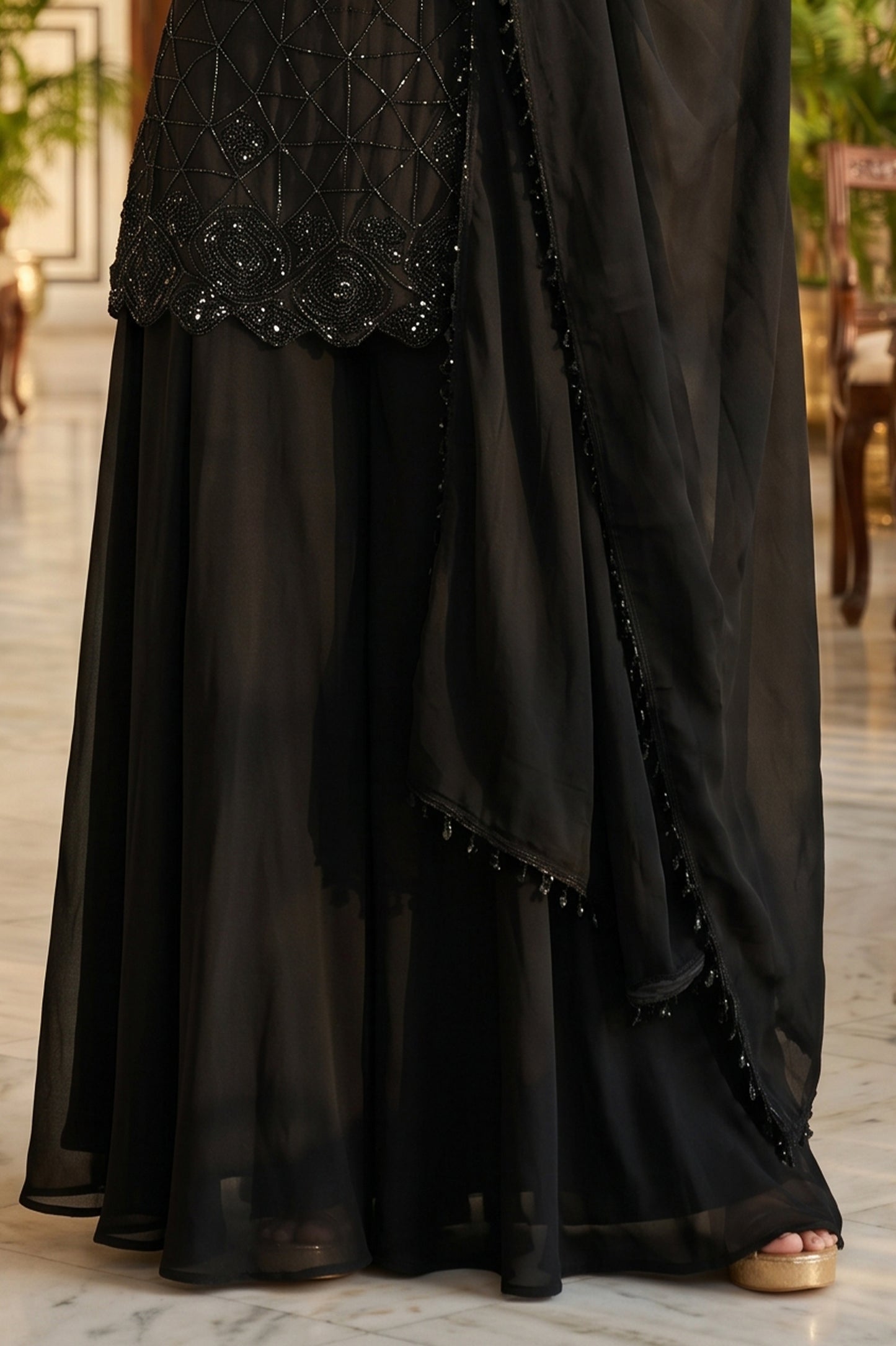 Black Readymade Bead Work Chinon Suit-SAR13009_8_SareeButa.com