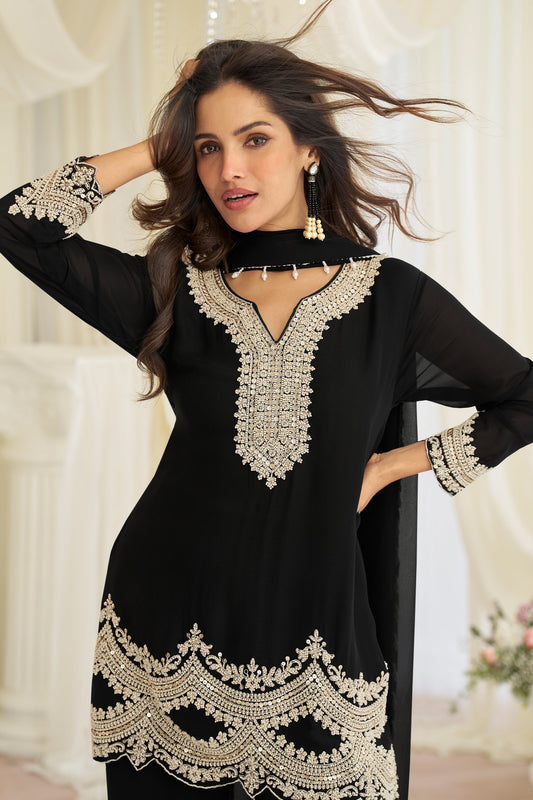 Black Readymade Bead Work Georgette Suit-SAR11526_2_SareeButa.com