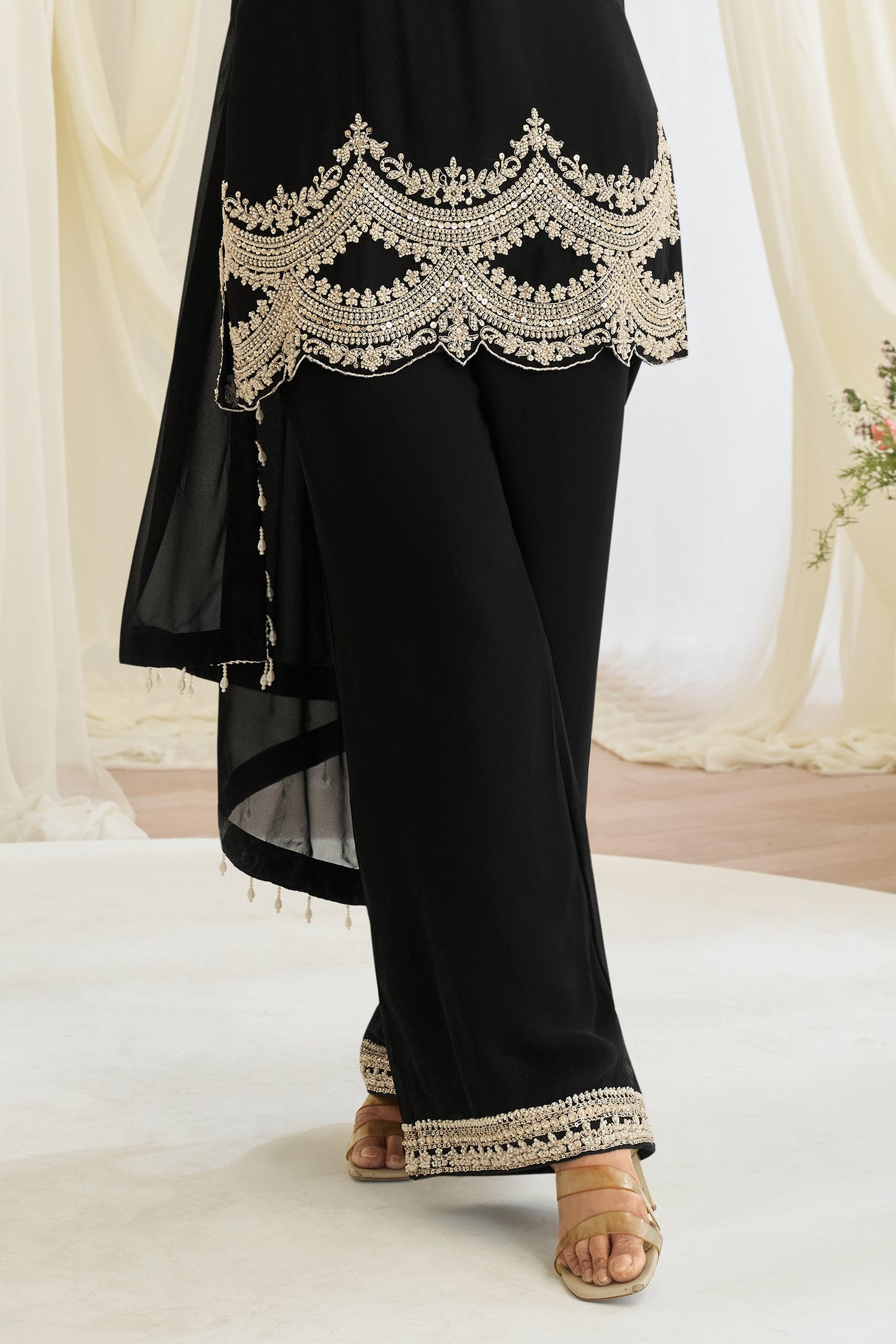 Black Readymade Bead Work Georgette Suit-SAR11526_5_SareeButa.com