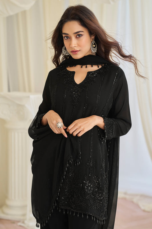 Black Readymade Bead Work Georgette Suit-SAR11723_2_SareeButa.com