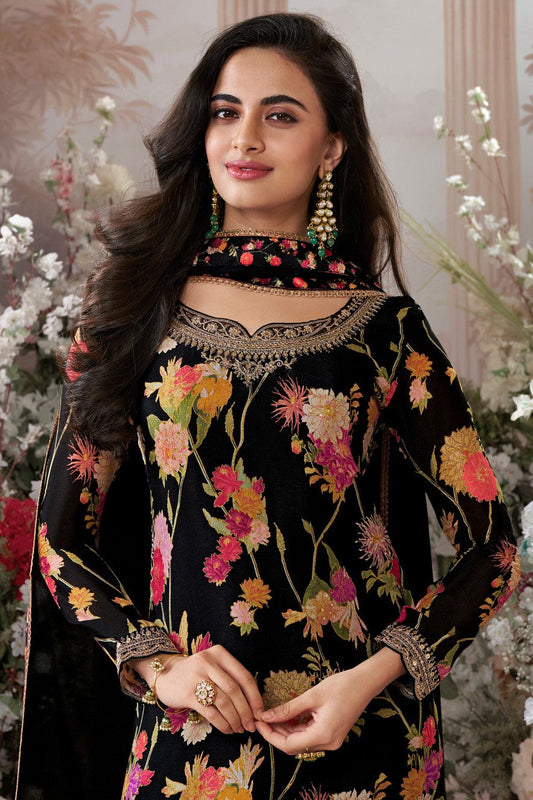 Black Readymade Chinon Sharara Suit-SS970_2_SareeButa.com