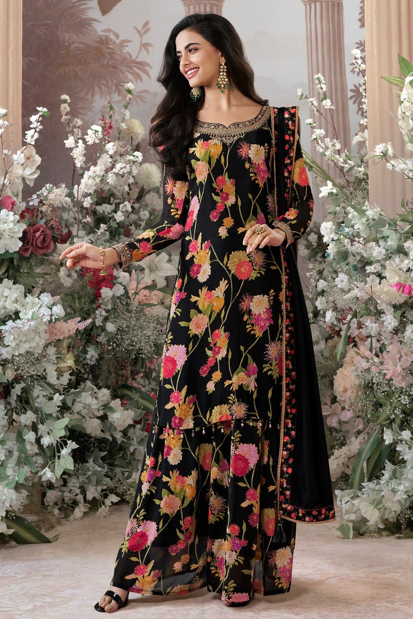 Black Readymade Chinon Sharara Suit-SS970_6_SareeButa.com