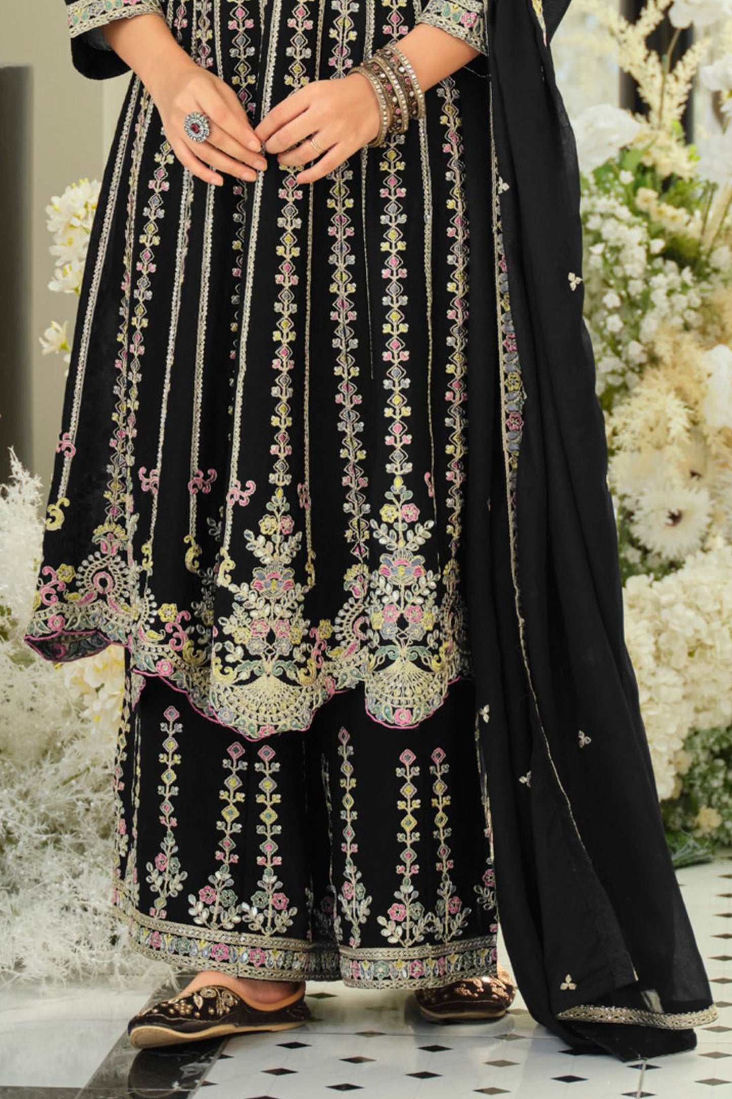 Black Readymade Embroidered Anarkali Suit-SAR11694_5_SareeButa.com