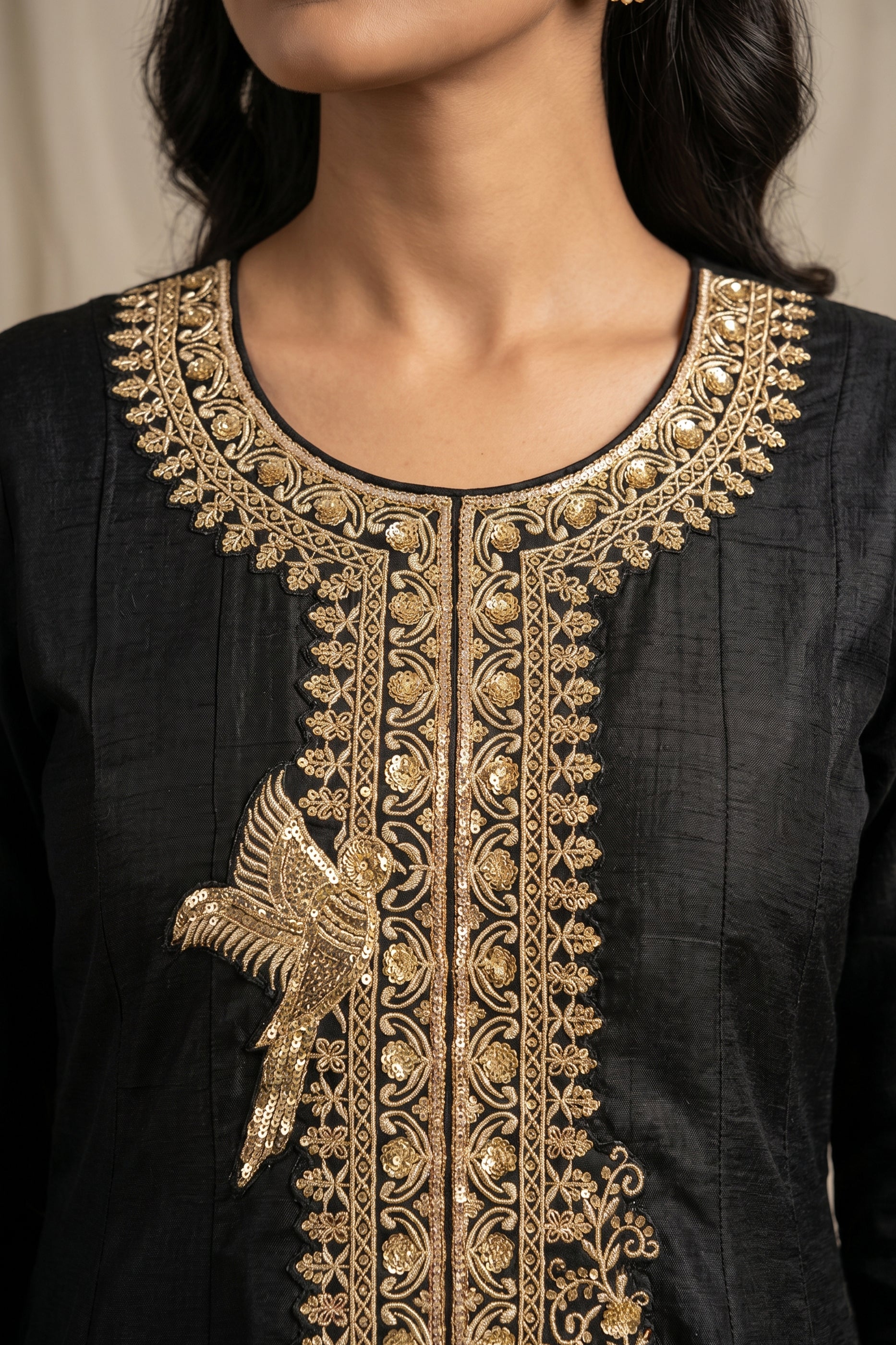 Black Readymade Embroidered Anarkali Suit-SAR13013_3_SareeButa.com