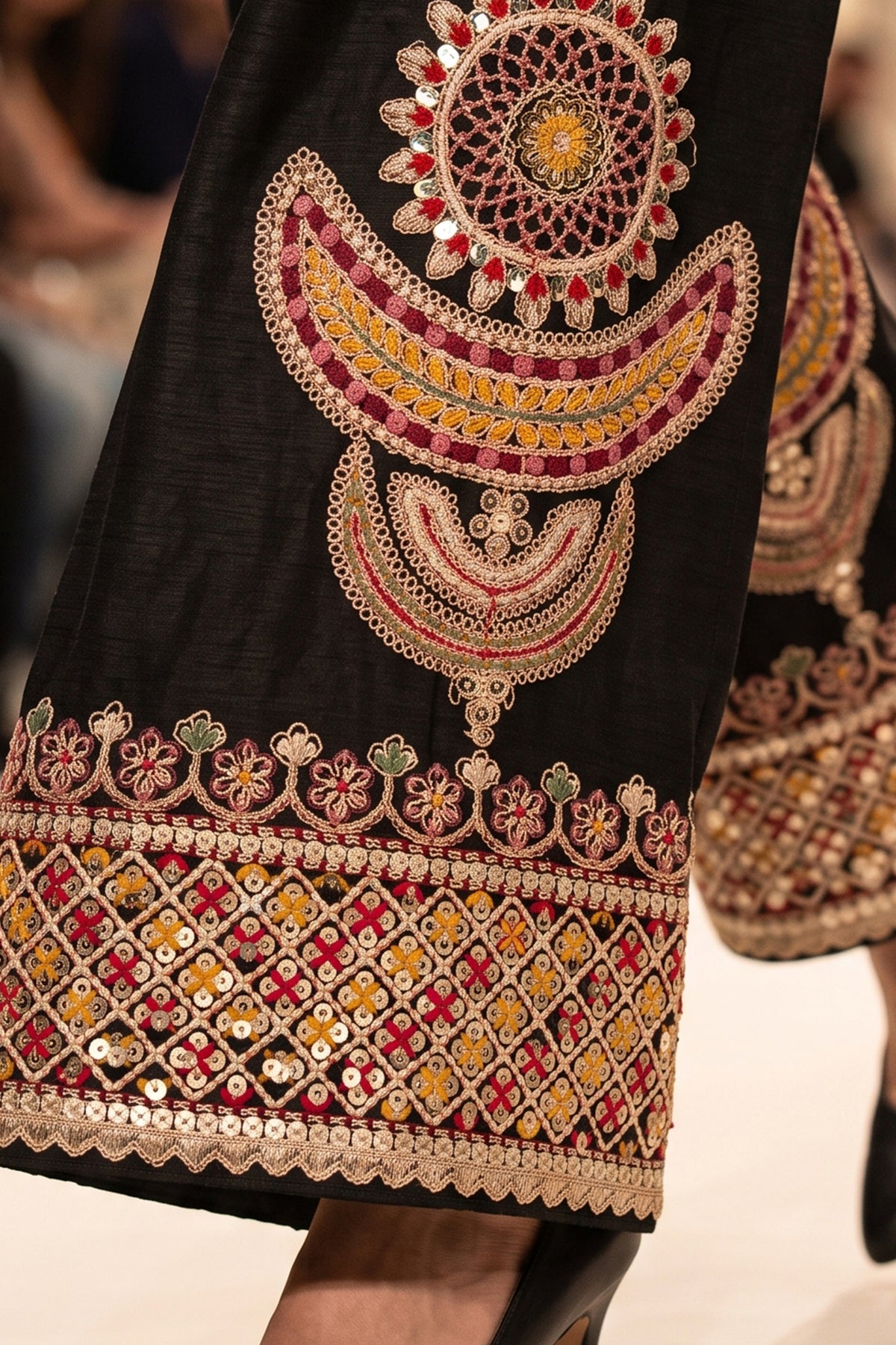Black Readymade Embroidered Chinon Palazzo Suit-SAR13354_5_SareeButa.com