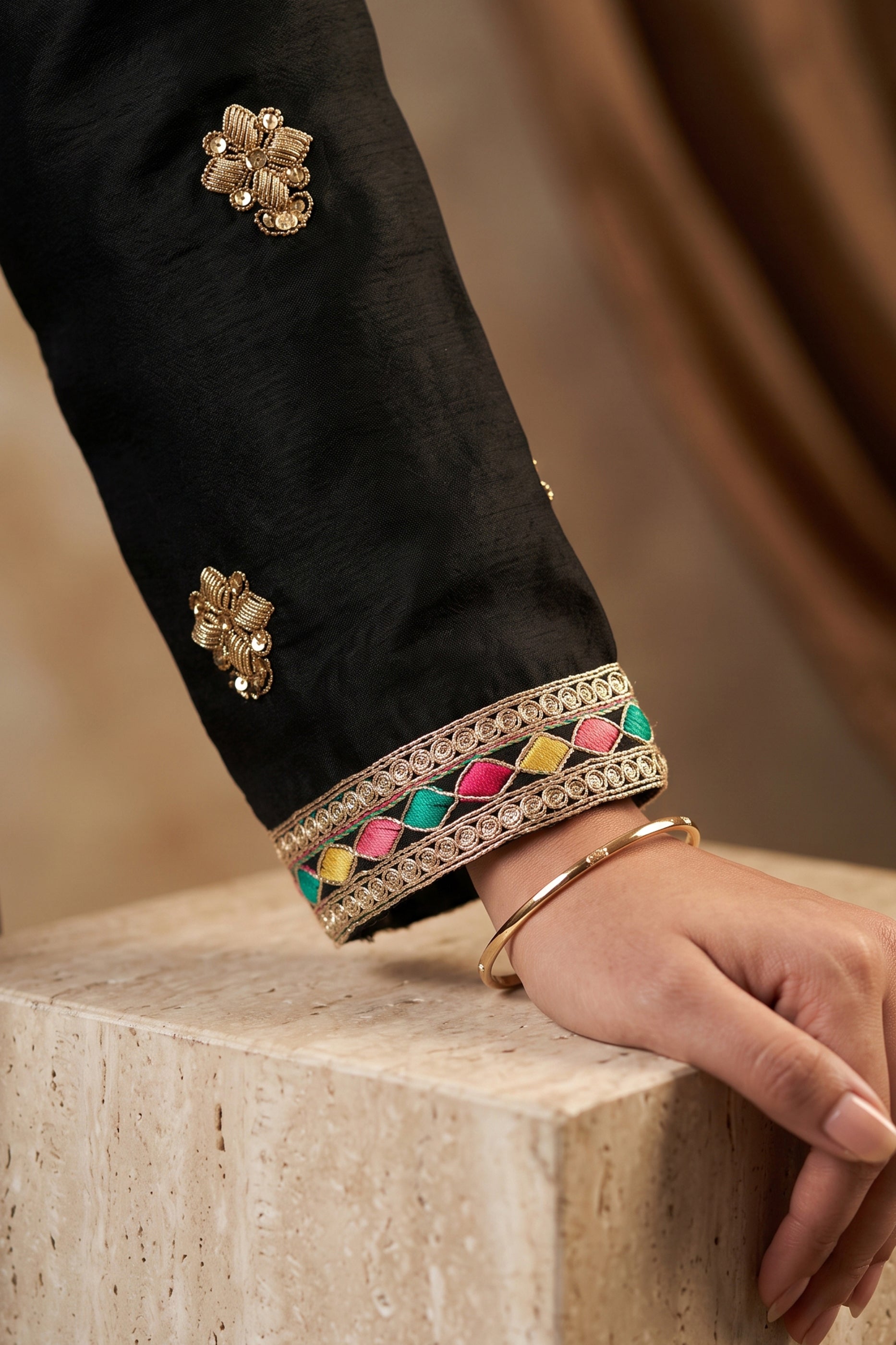 Black Readymade Embroidered Chinon Suit-SAR12986_4_SareeButa.com