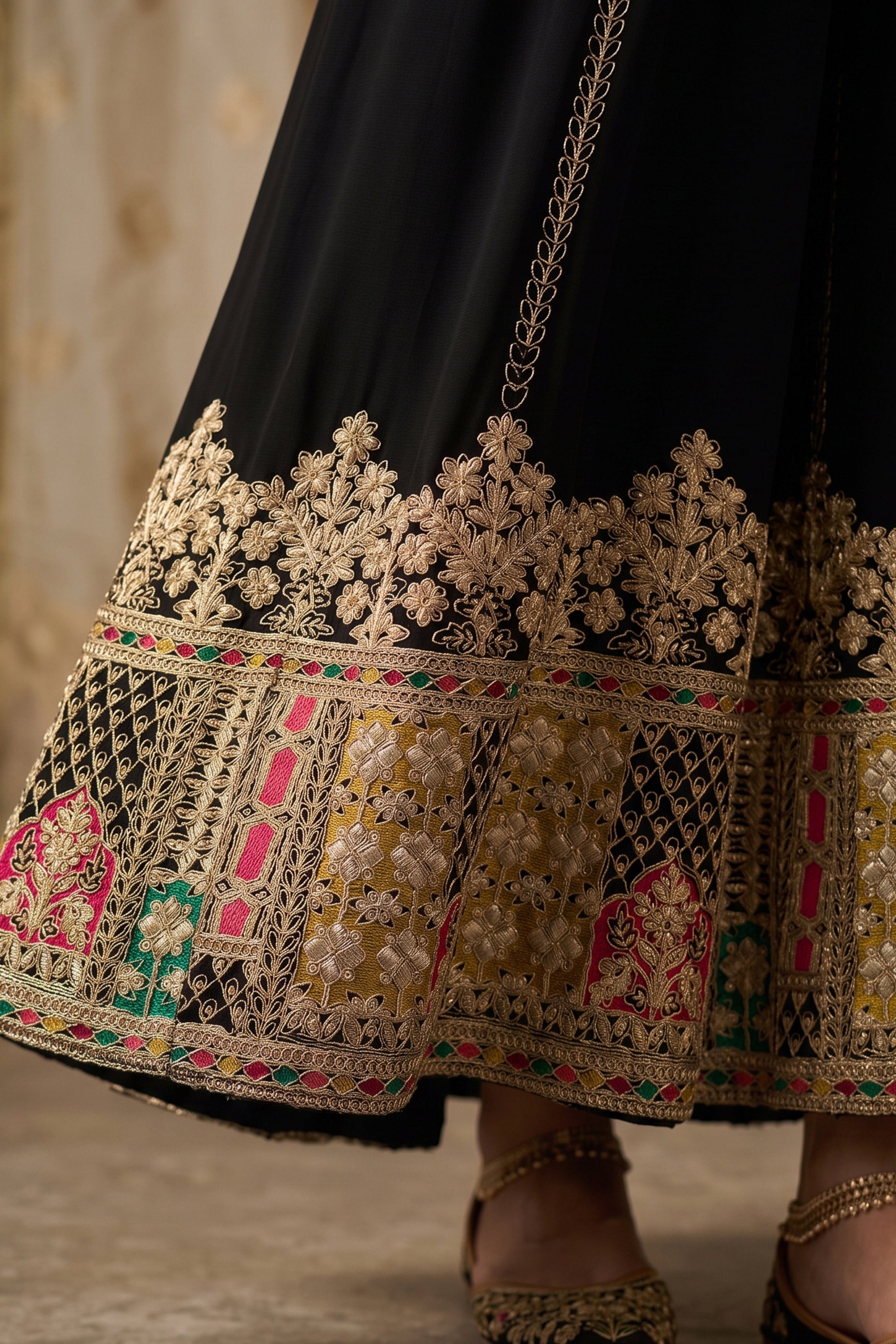 Black Readymade Embroidered Chinon Suit-SAR12986_6_SareeButa.com