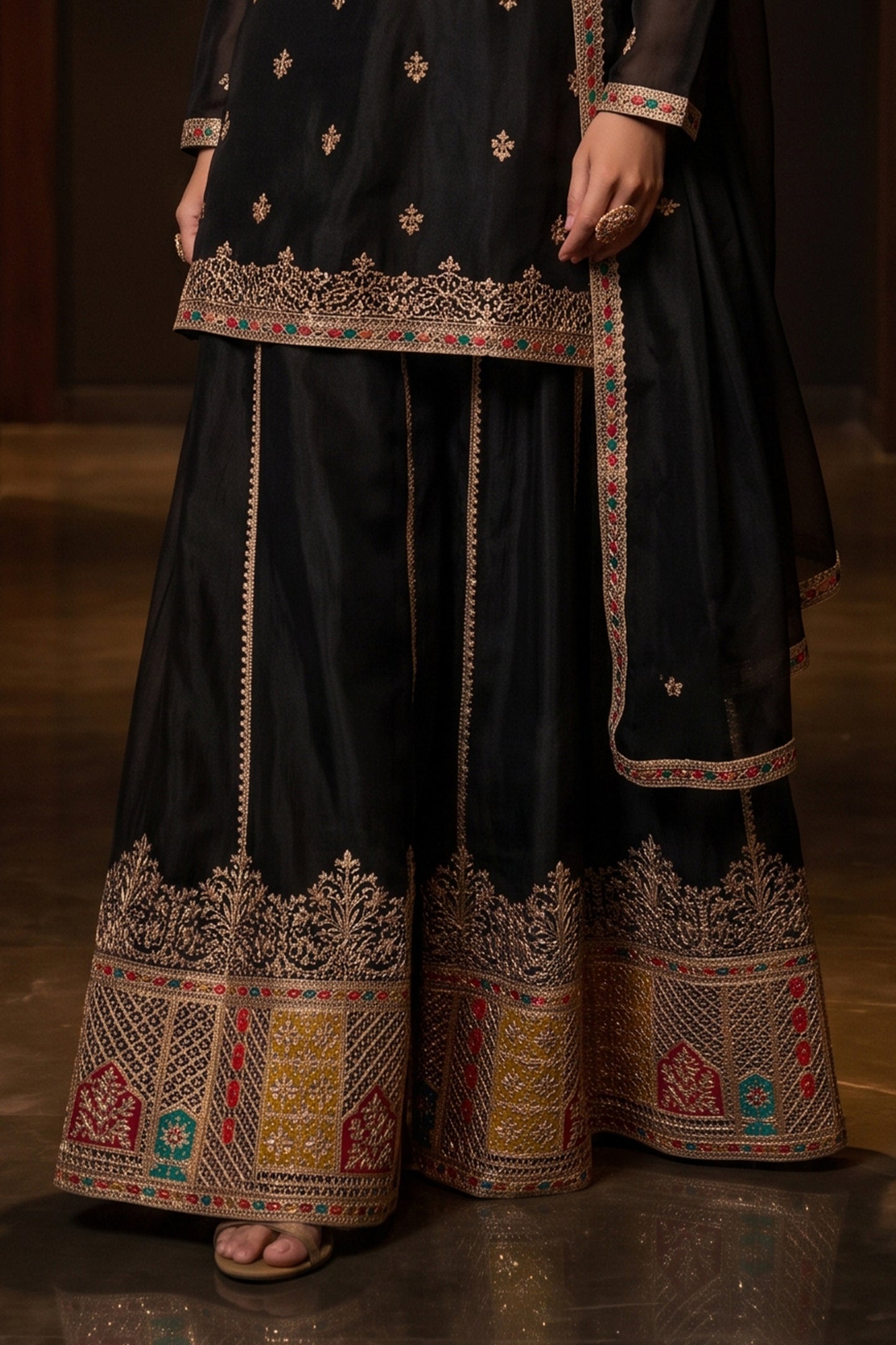Black Readymade Embroidered Chinon Suit-SAR12986_8_SareeButa.com