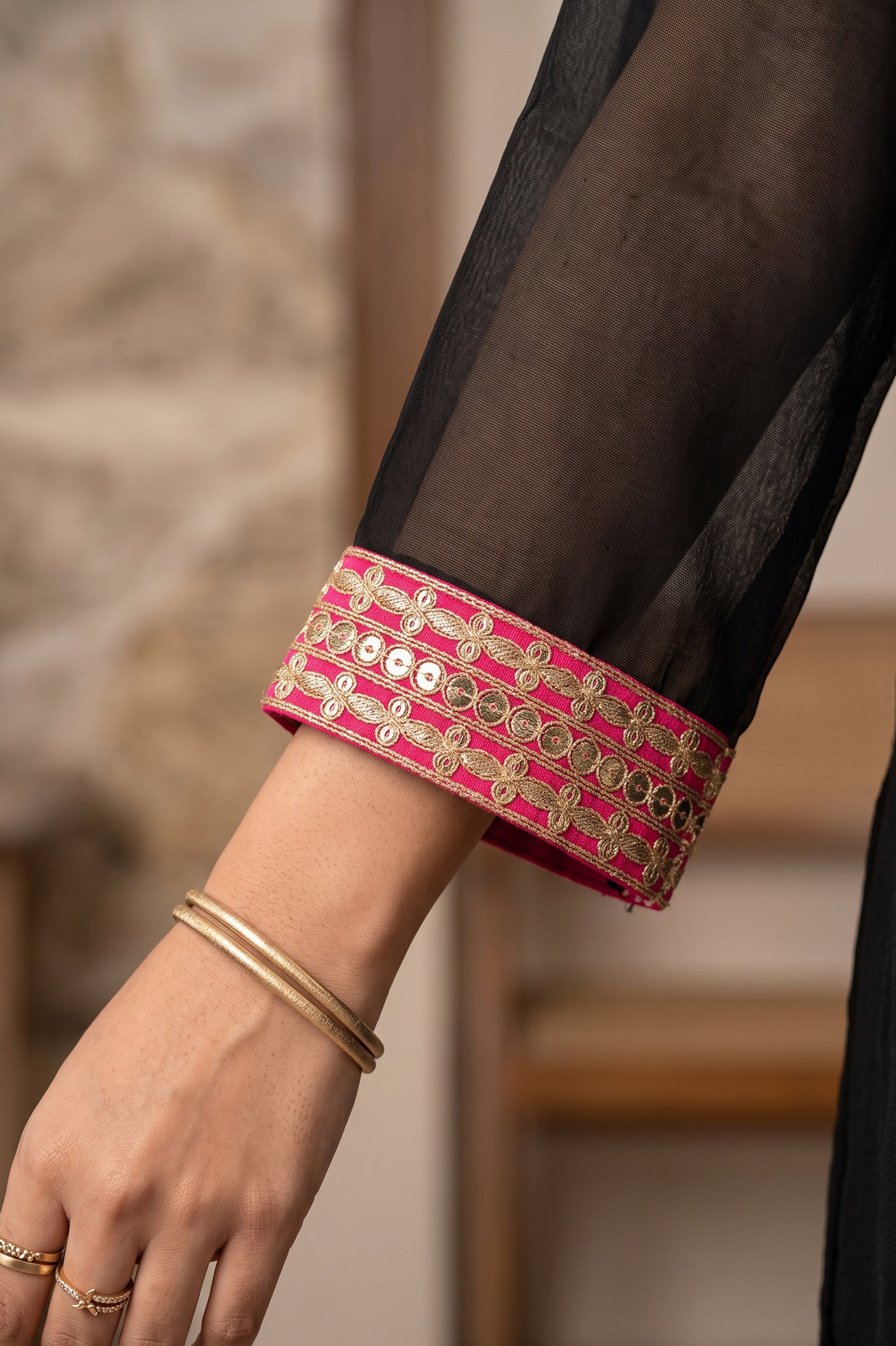 Black Readymade Embroidered Chinon Suit-SAR12989_4_SareeButa.com