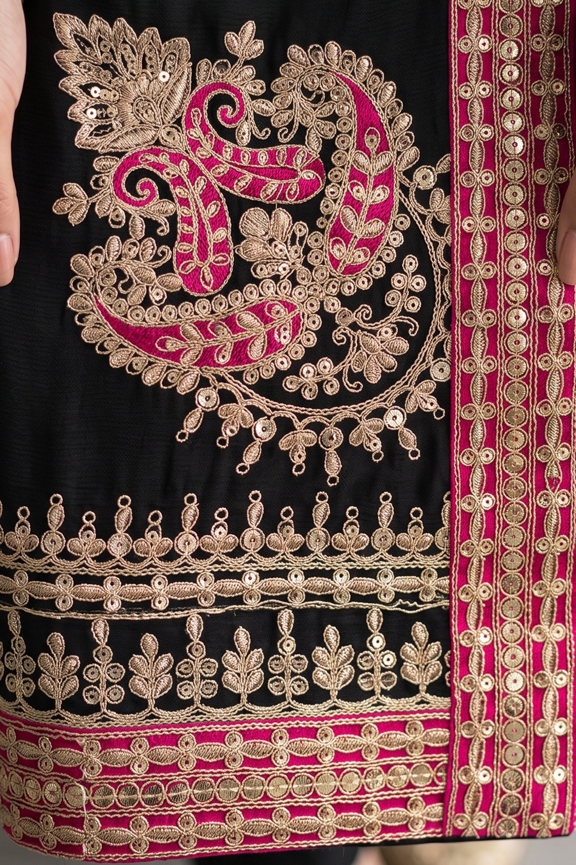 Black Readymade Embroidered Chinon Suit-SAR12989_5_SareeButa.com
