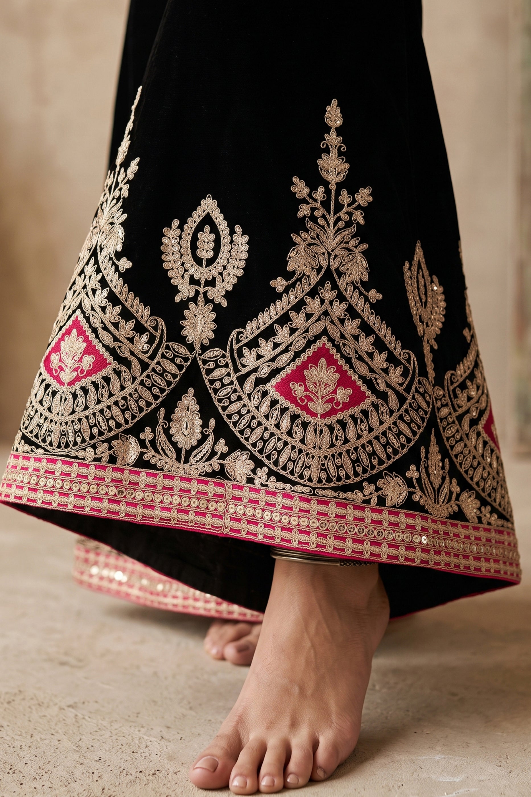 Black Readymade Embroidered Chinon Suit-SAR12989_6_SareeButa.com