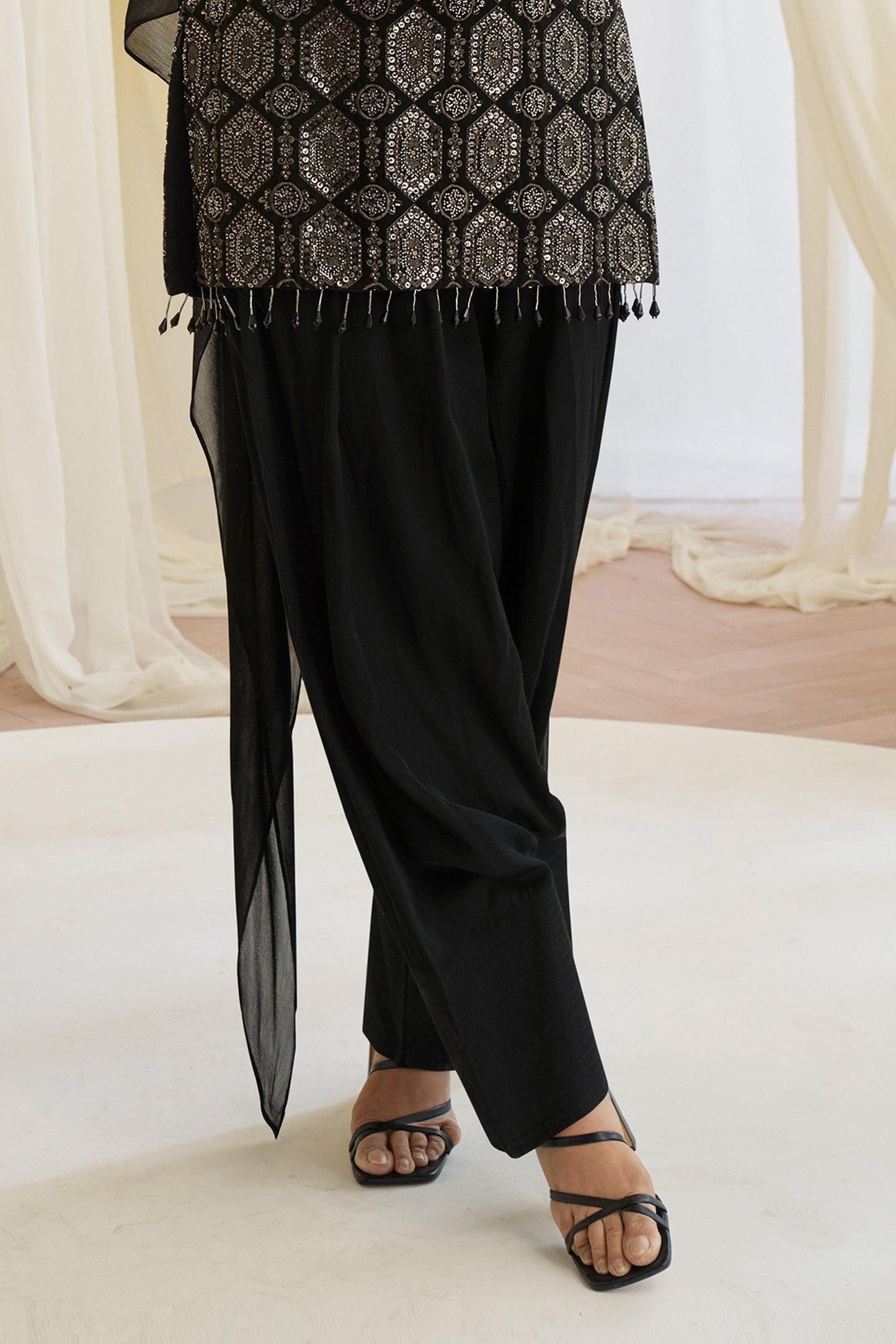 Black Readymade Embroidered Crepe Silk Suit-SAR11625_5_SareeButa.com