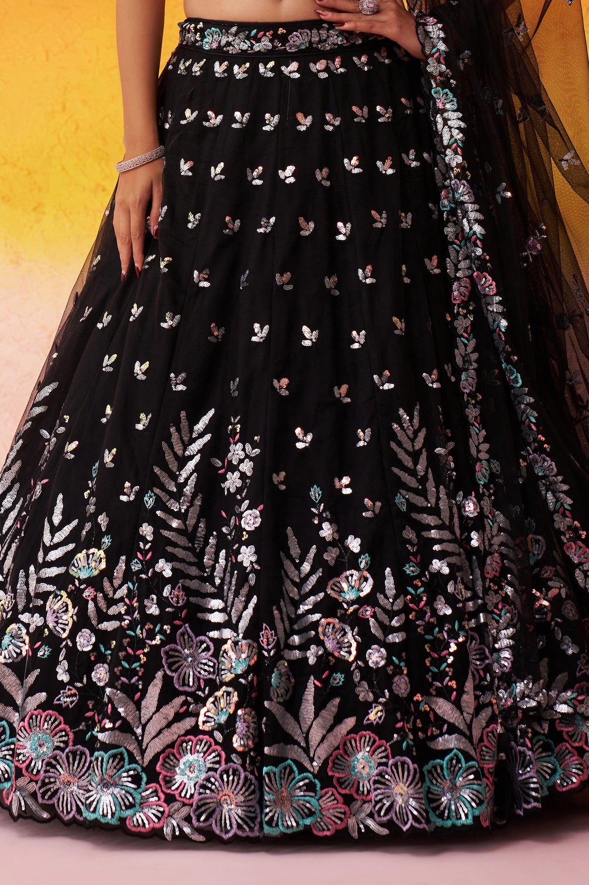 Black Readymade Embroidered Net Lehenga-SAR12894_7_SareeButa.com