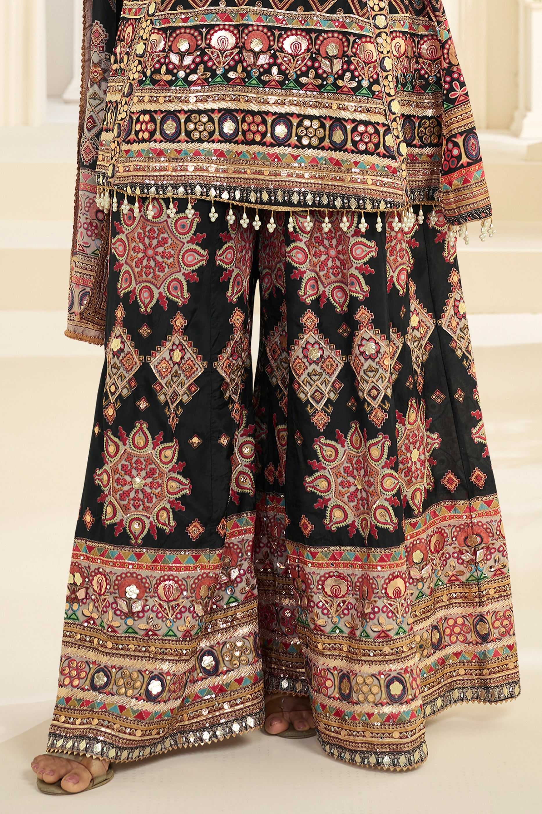 Black Readymade Embroidered Satin Silk Suit-SAR12113_5_SareeButa.com