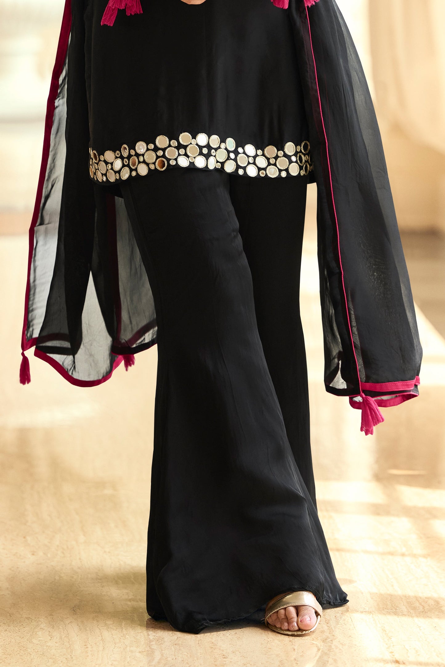 Black Readymade Mirror Work Silk Suit-SAR11984_4_SareeButa.com