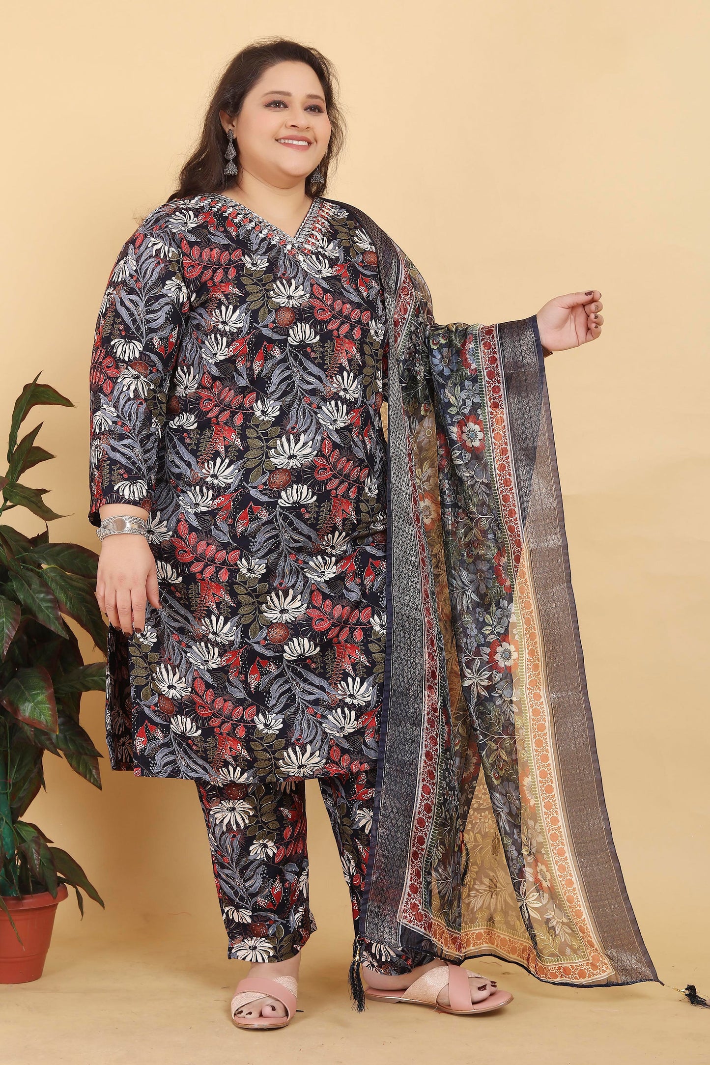 Black Readymade Rayon Suit-SAR11761_1_SareeButa.com