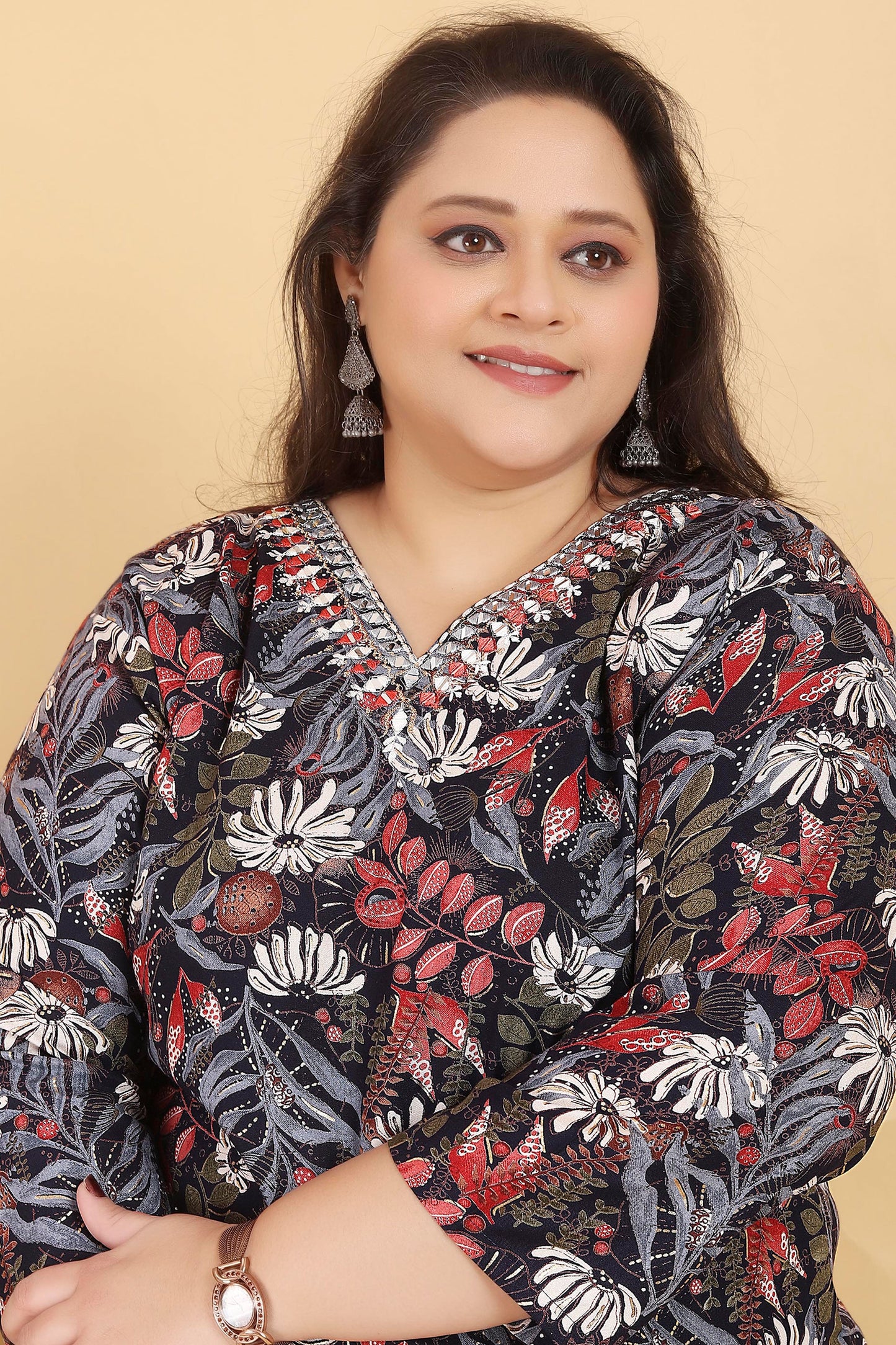 Black Readymade Rayon Suit-SAR11761_3_SareeButa.com