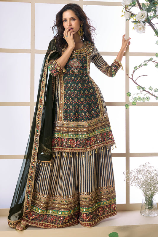 Black Readymade Viscose Crepe Sharara Suit-SS704_1_SareeButa.com
