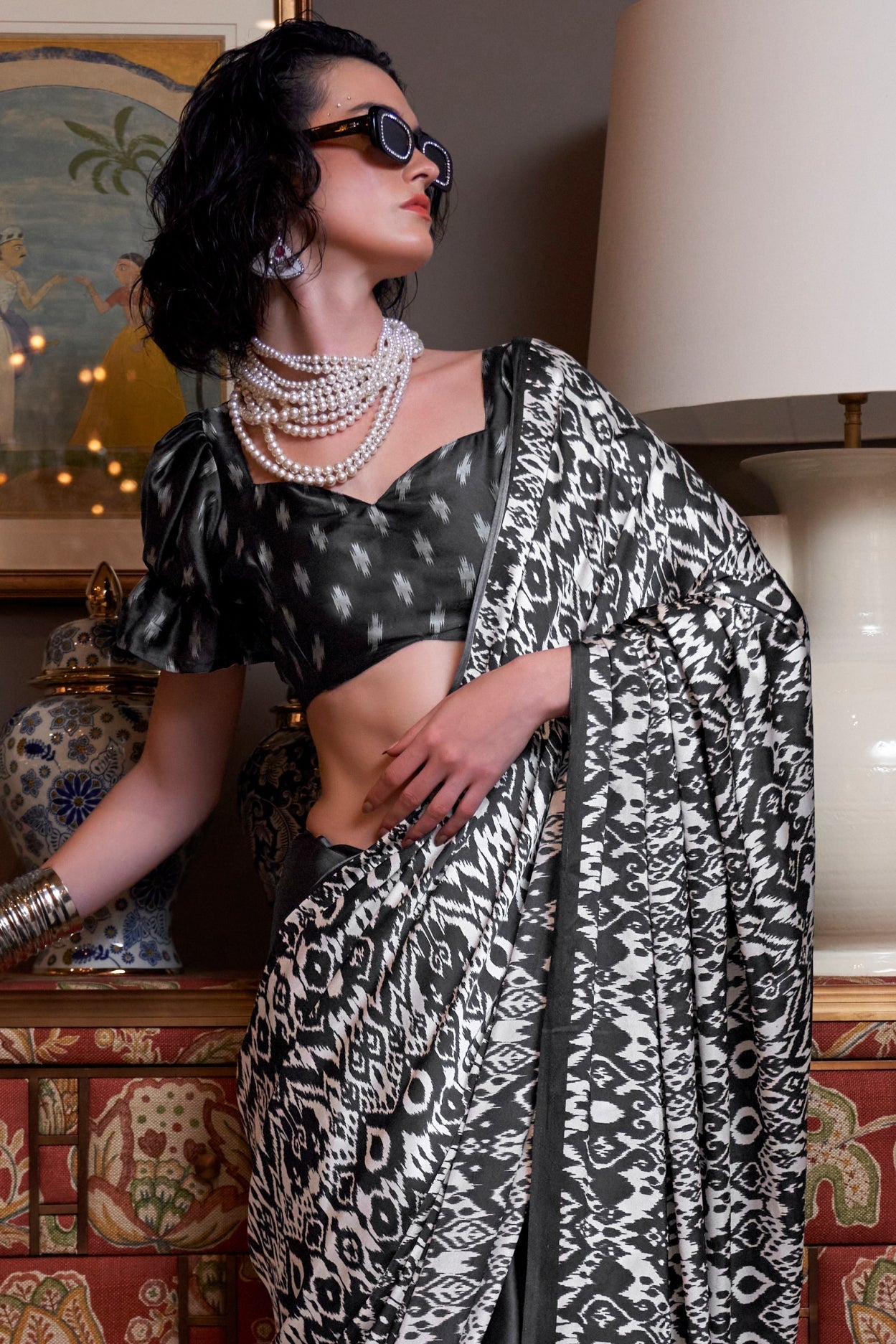 Black Satin Crepe Patola Print Saree-ZB133883_2_SareeButa.com