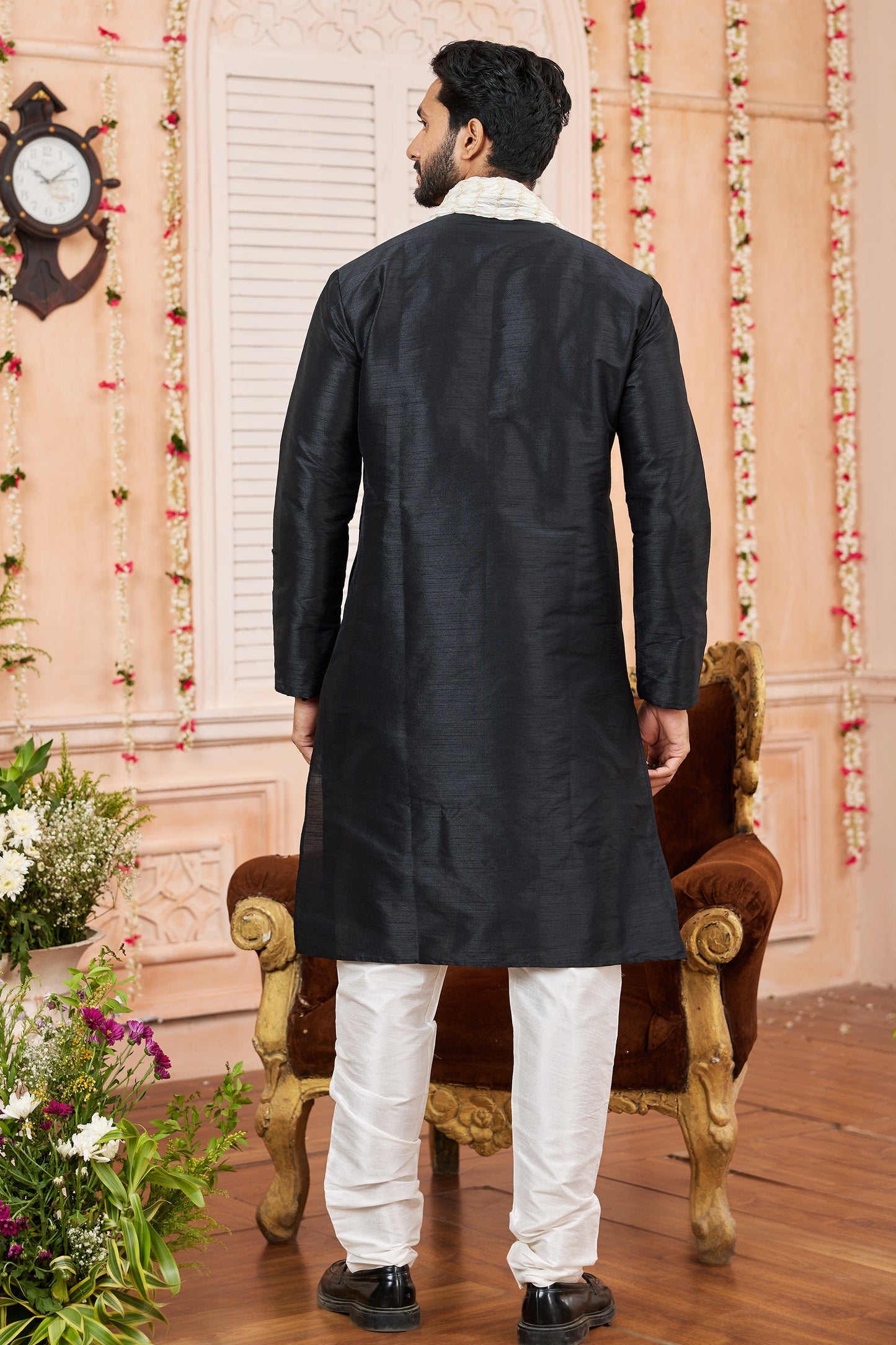 Black Silk Kurta Pajama-SAR11399_2_SareeButa.com