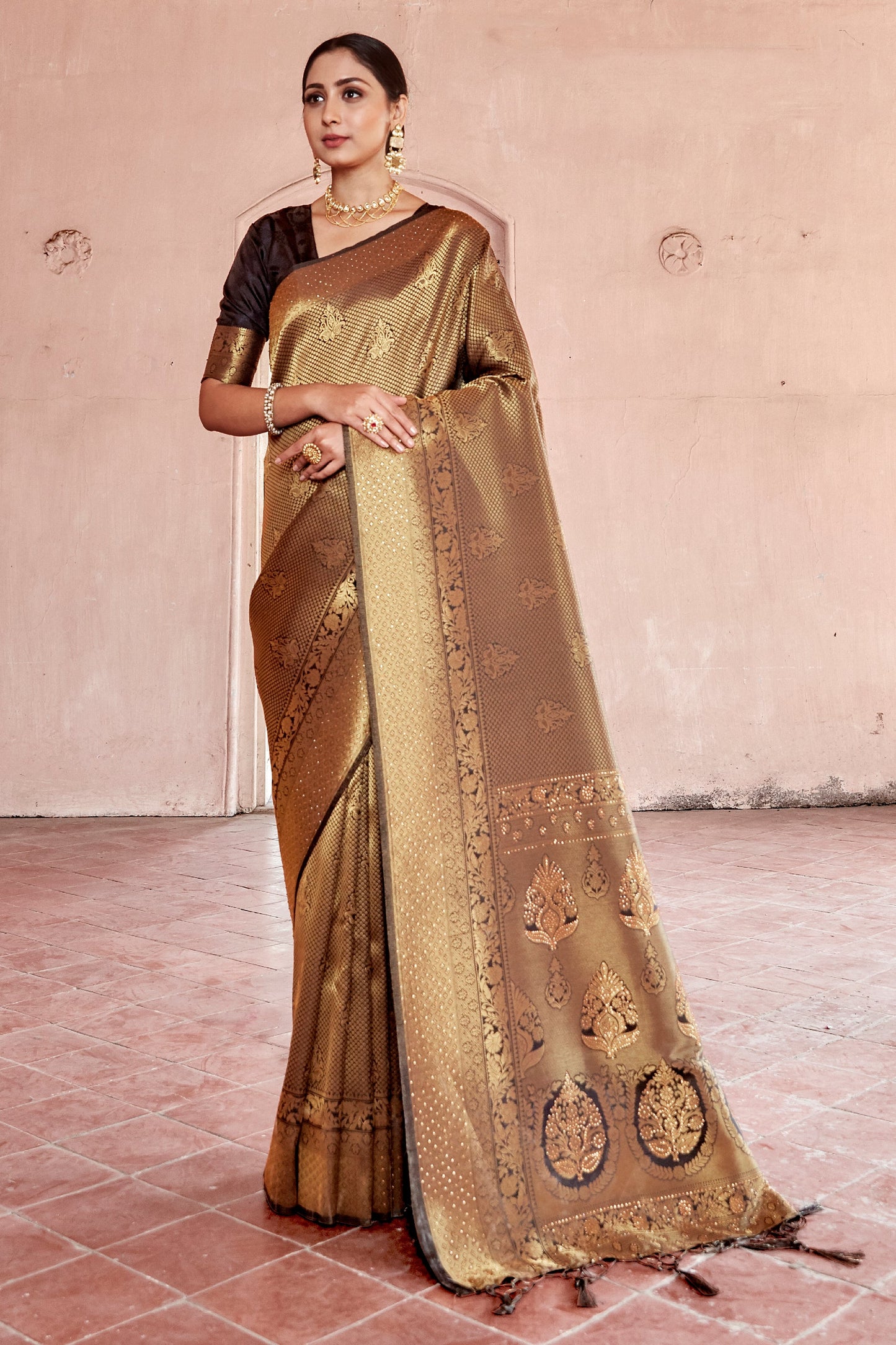 Black Stone Work Silk Saree-SAR11463_1_SareeButa.com