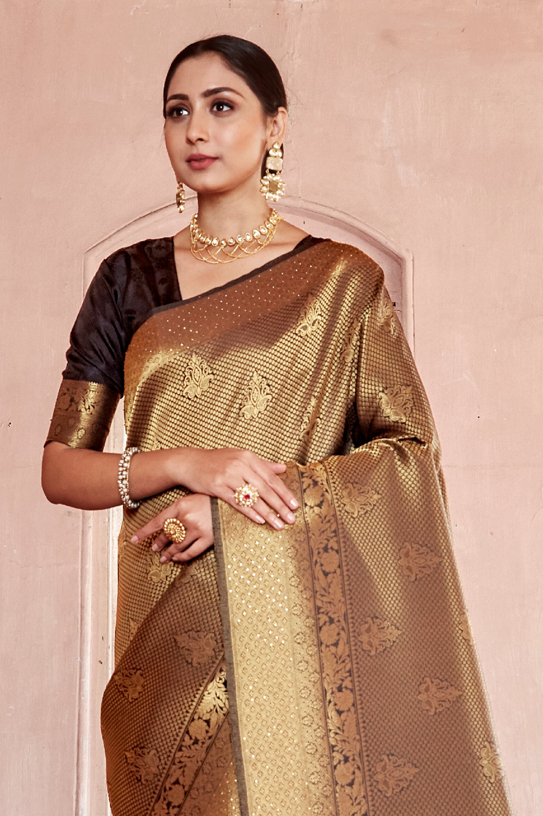 Black Stone Work Silk Saree-SAR11463_4_SareeButa.com