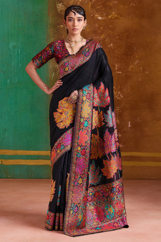 Black Woven Modal Cotton Saree-SAR11895_1_SareeButa.com