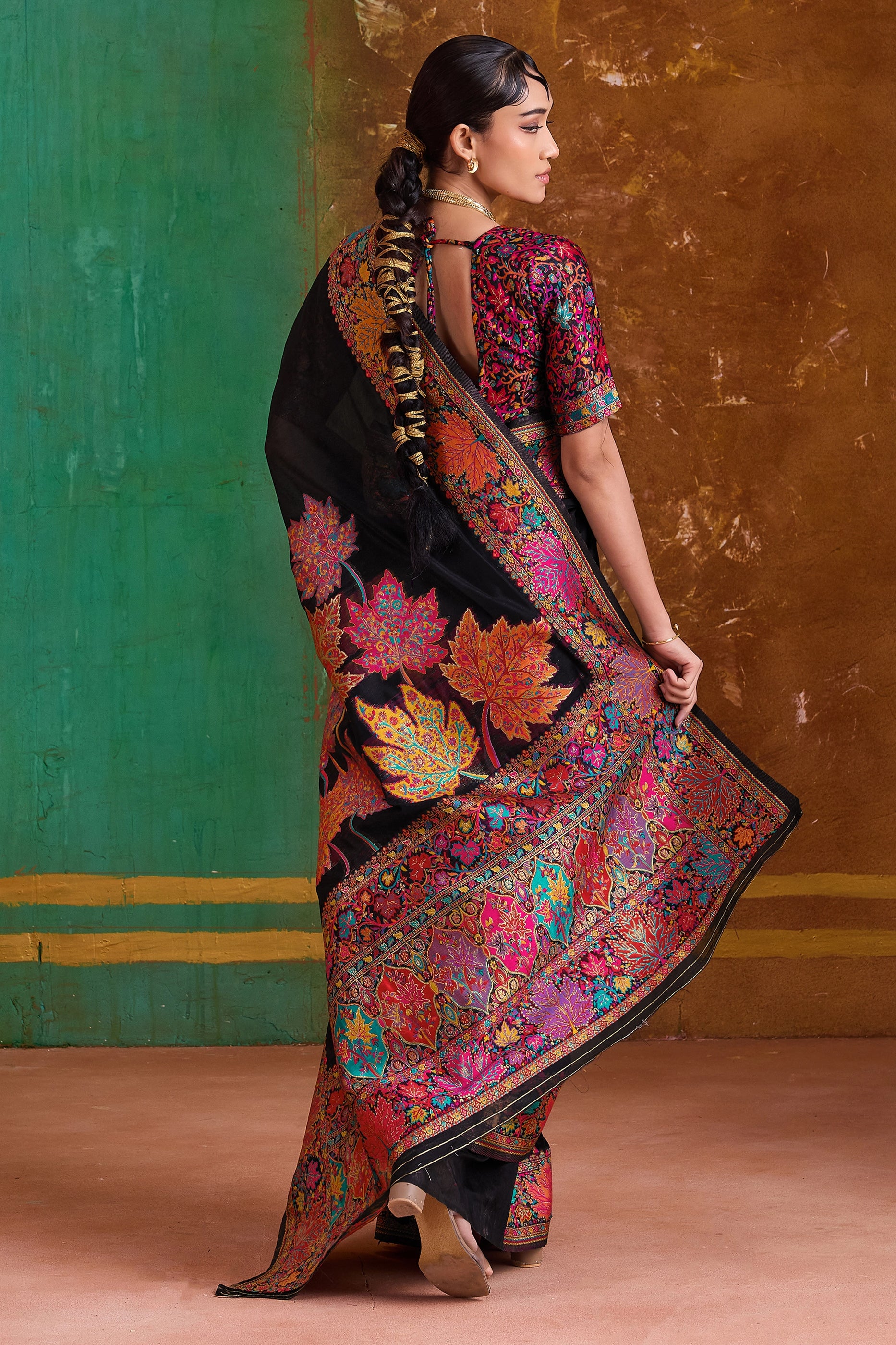 Black Woven Modal Cotton Saree-SAR11895_3_SareeButa.com