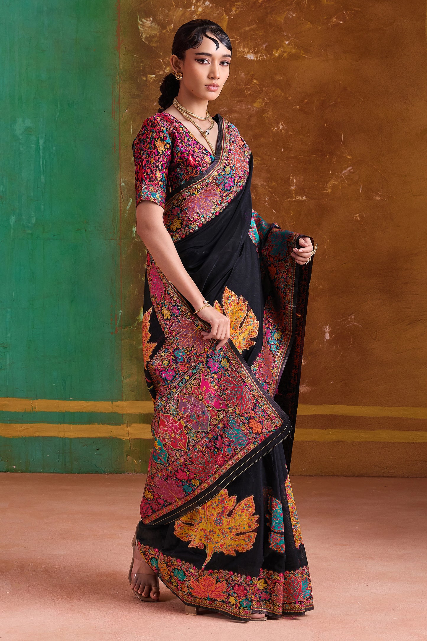 Black Woven Modal Cotton Saree-SAR11895_4_SareeButa.com