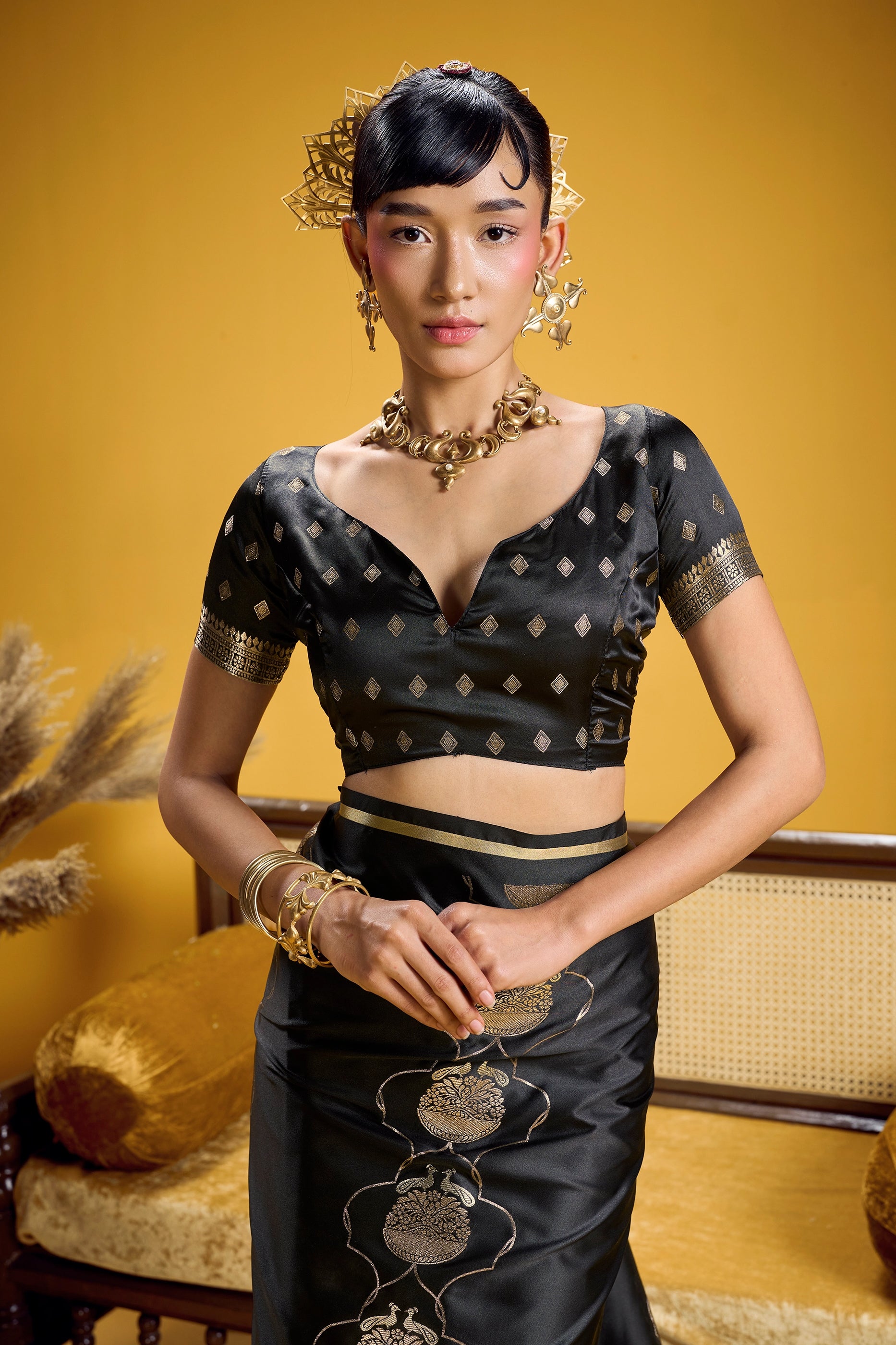 Black Woven Satin Silk Saree-SAR12371_5_SareeButa.com