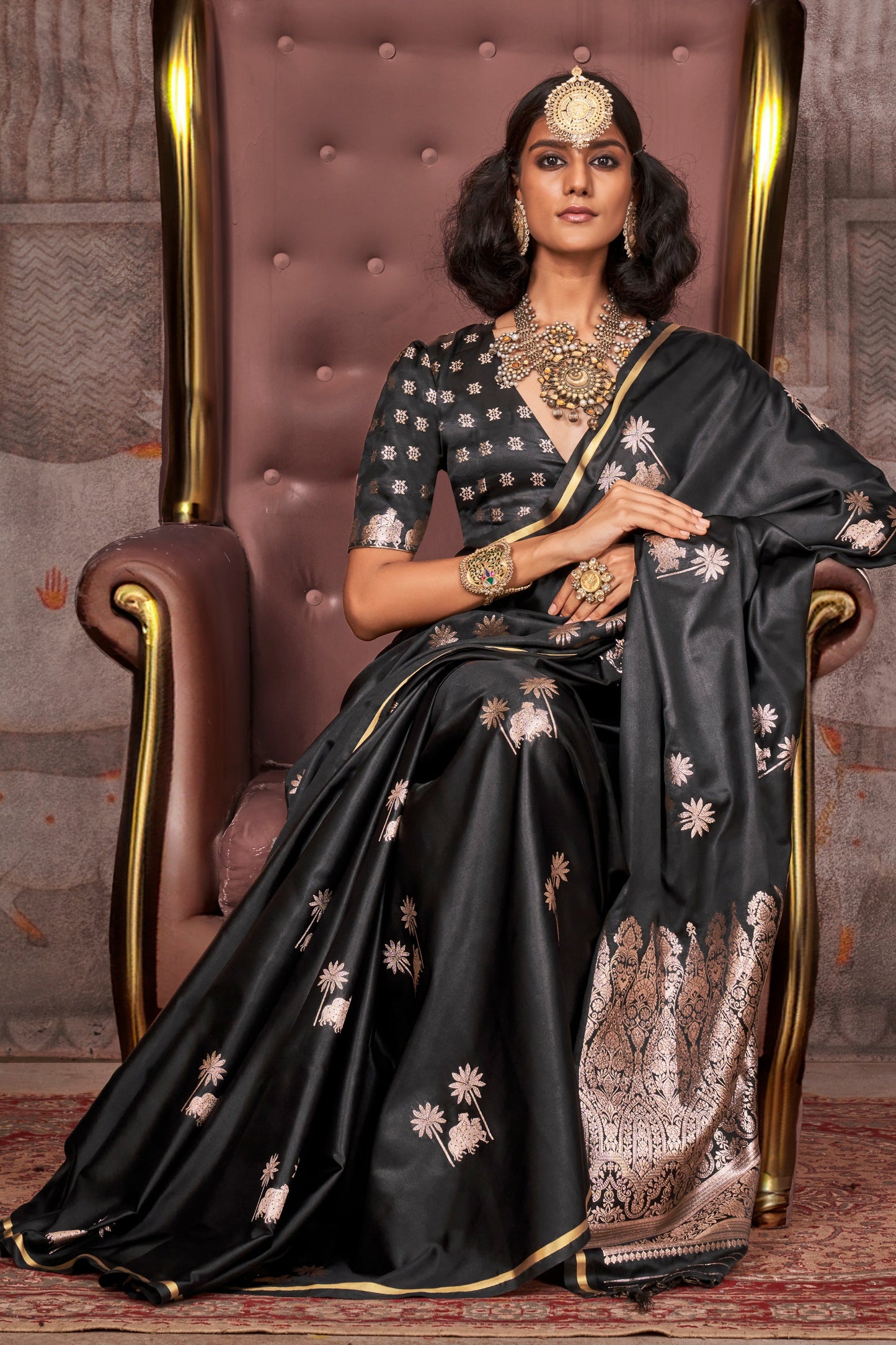 Black Woven Satin Silk Saree-ZB133538_3_SareeButa.com