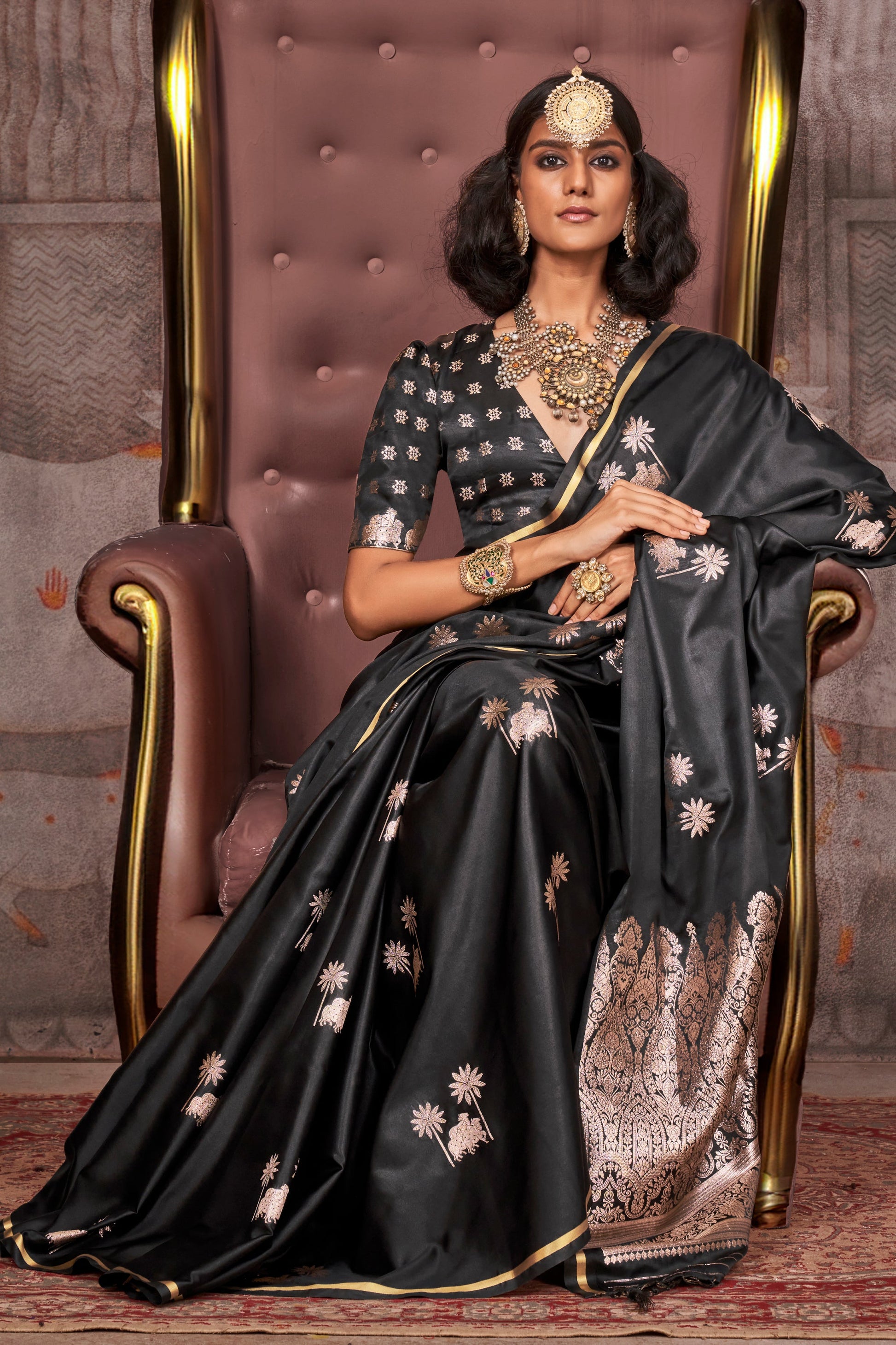 Black Woven Satin Silk Saree-ZB133538_3_SareeButa.com