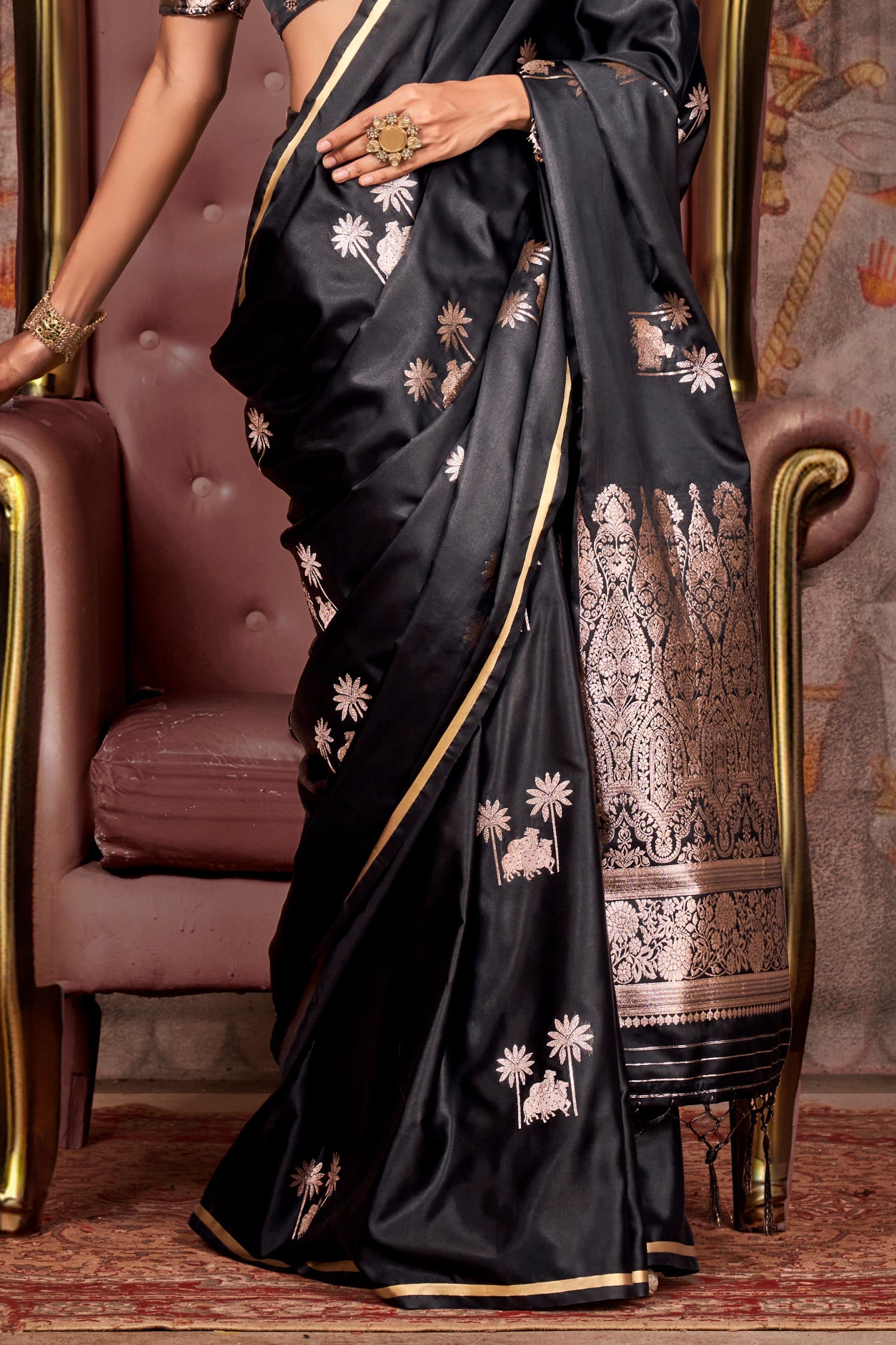 Black Woven Satin Silk Saree-ZB133538_4_SareeButa.com