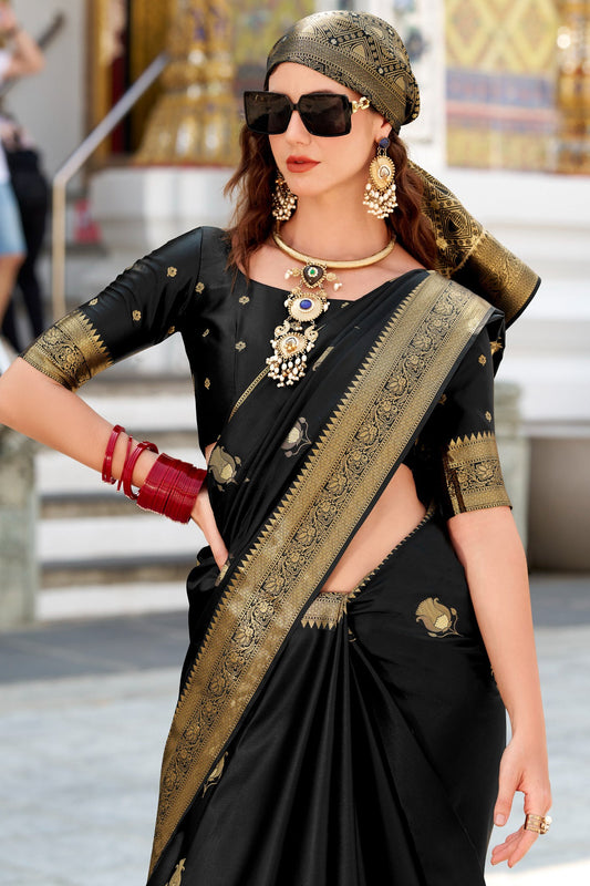 Black Woven Satin Silk Saree-ZB134724_2_SareeButa.com