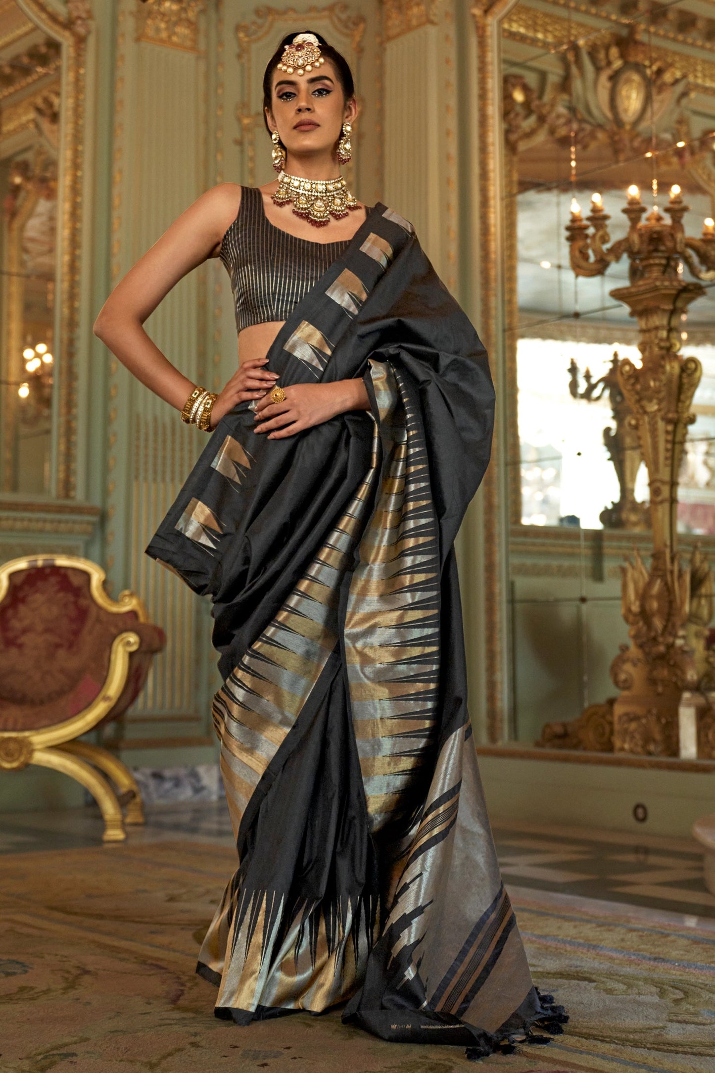 Black Woven Silk Saree-SAR11334_1_SareeButa.com