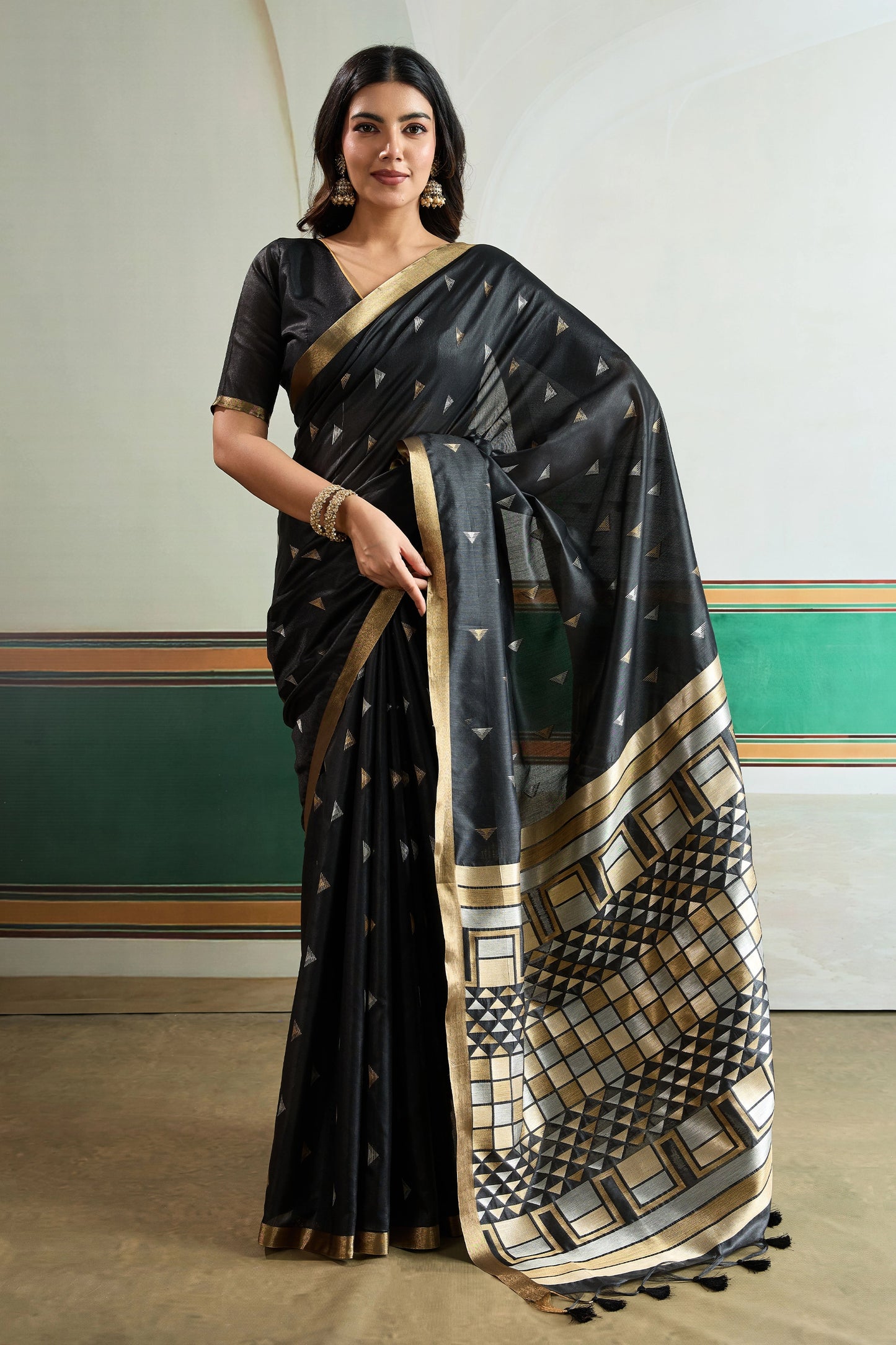 Black Woven Silk Saree-SAR12407_1_SareeButa.com
