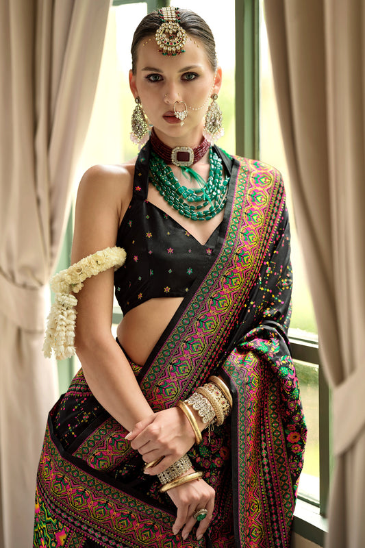 Black Woven Silk Saree-ZB133668_2_SareeButa.com