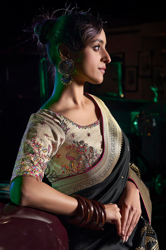 Black Woven Silk Saree-ZB134657_2_SareeButa.com