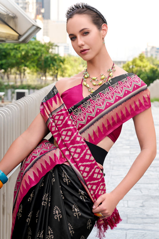 Black Woven Silk Saree-ZB134693_2_SareeButa.com