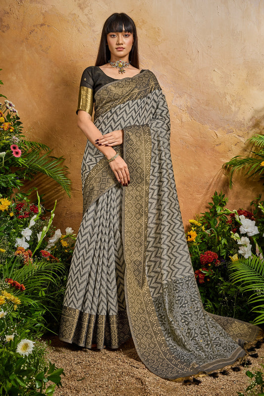 Black Woven Viscose Cotton Saree-SAR12328_1_SareeButa.com