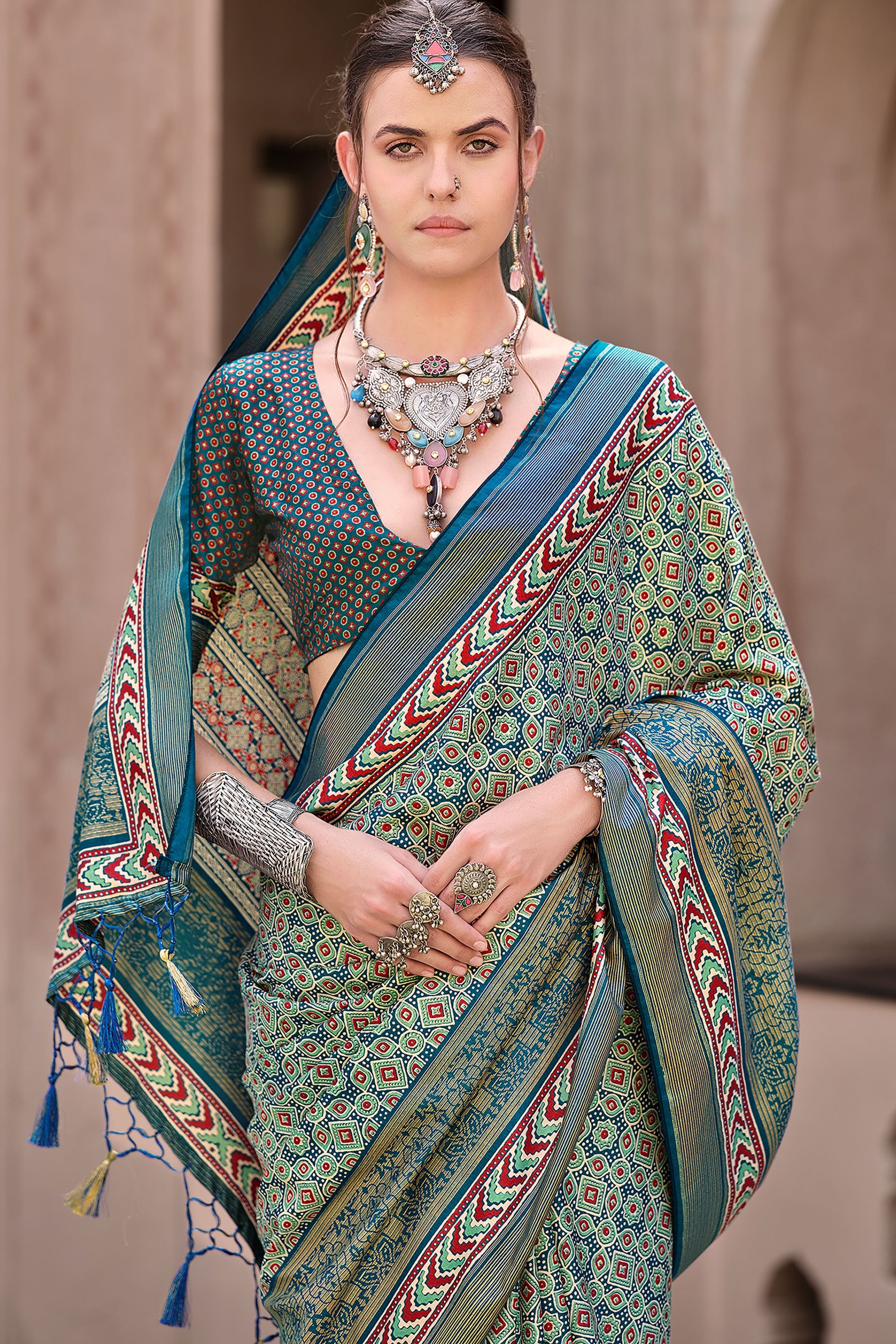 blue-ajrakh-print-silk-saree-zb132885_2_SareeButa.com