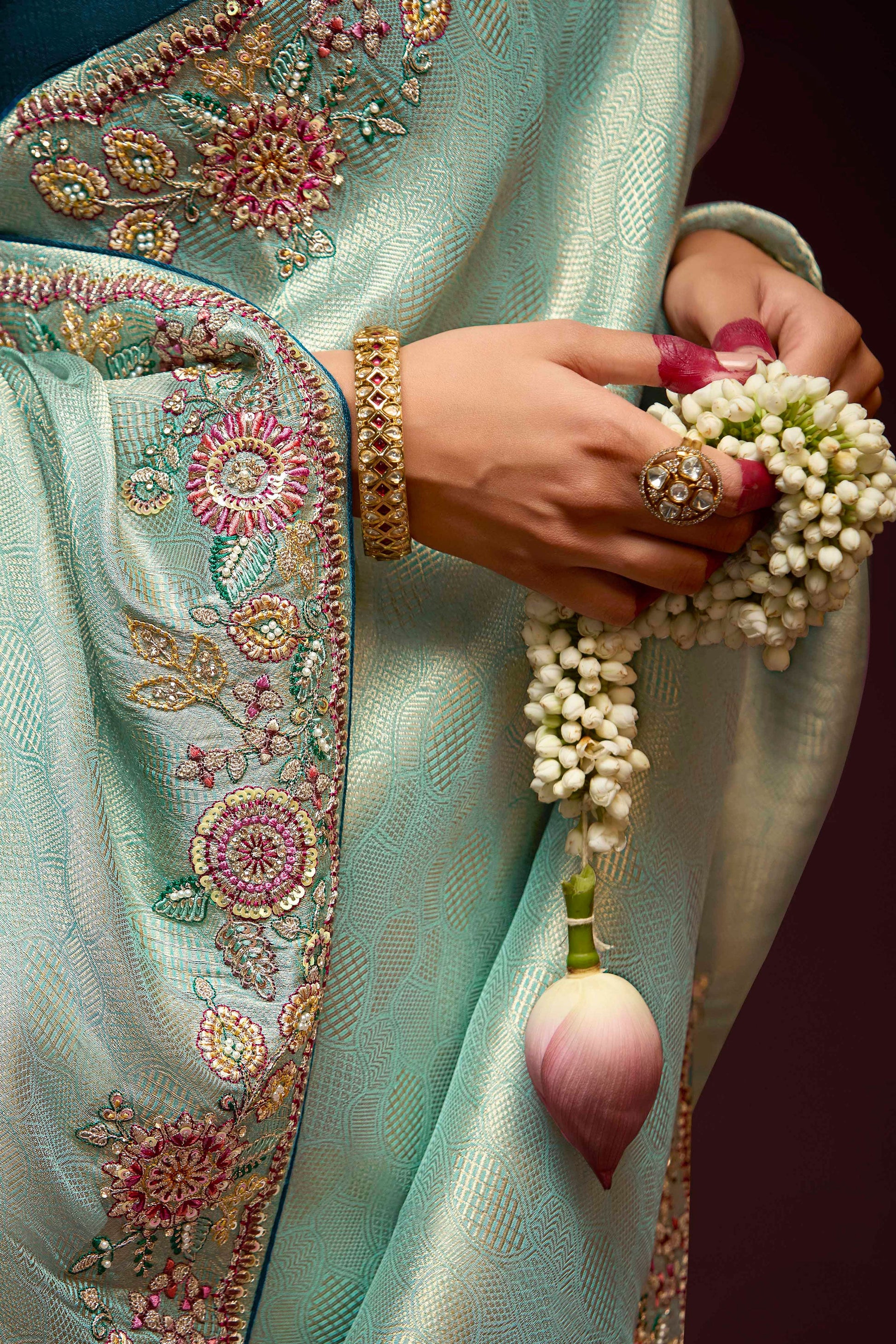 Blue Embroidered Banarasi Silk Saree-ZB133285_4_SareeButa.Com