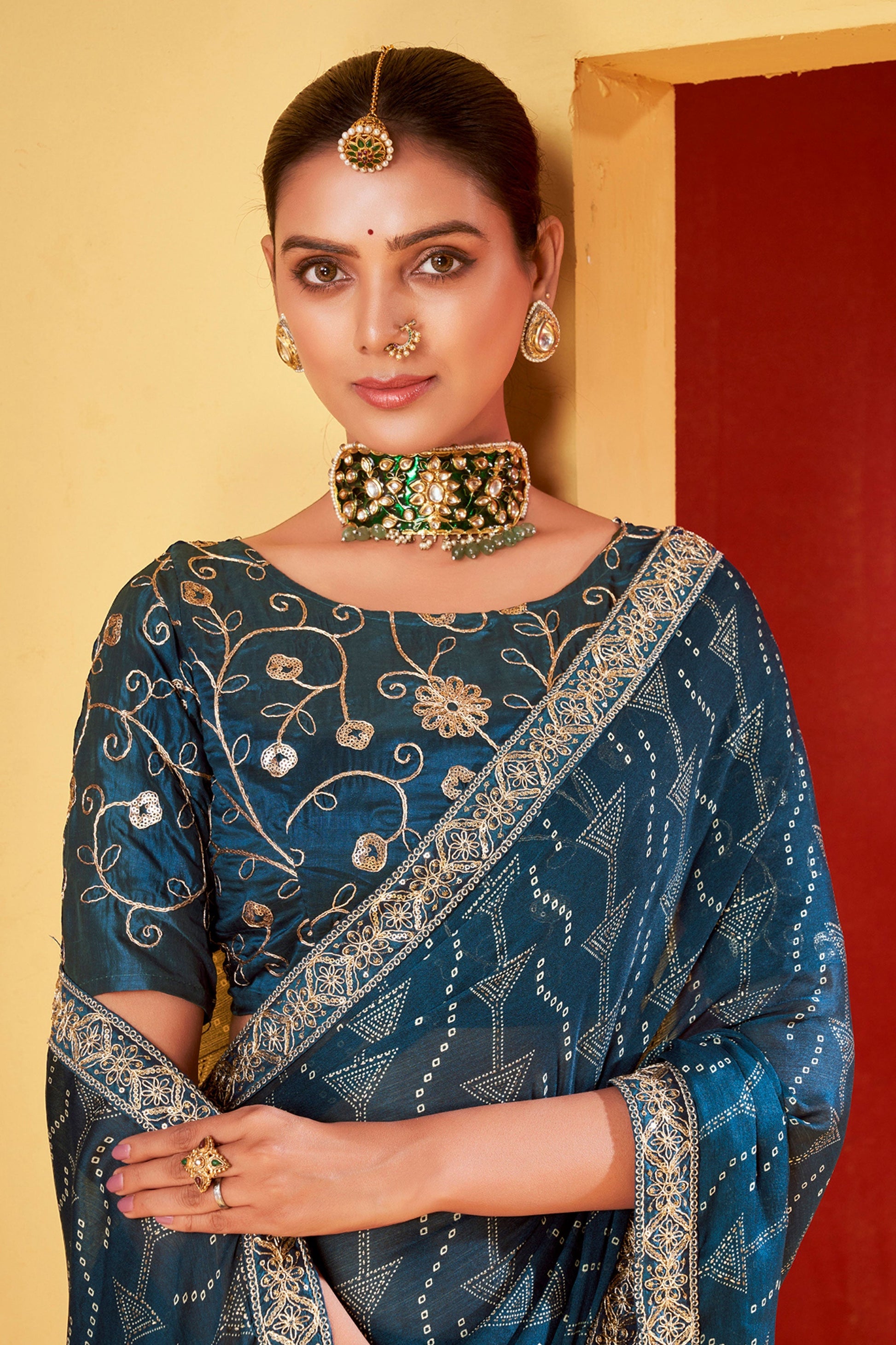 blue-embroidered-chiffon-bandhani-saree-zb131244_2_SareeButa.com