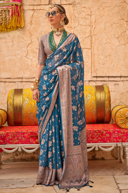 Blue Georgette Saree-ZB133155_1_SareeButa.com