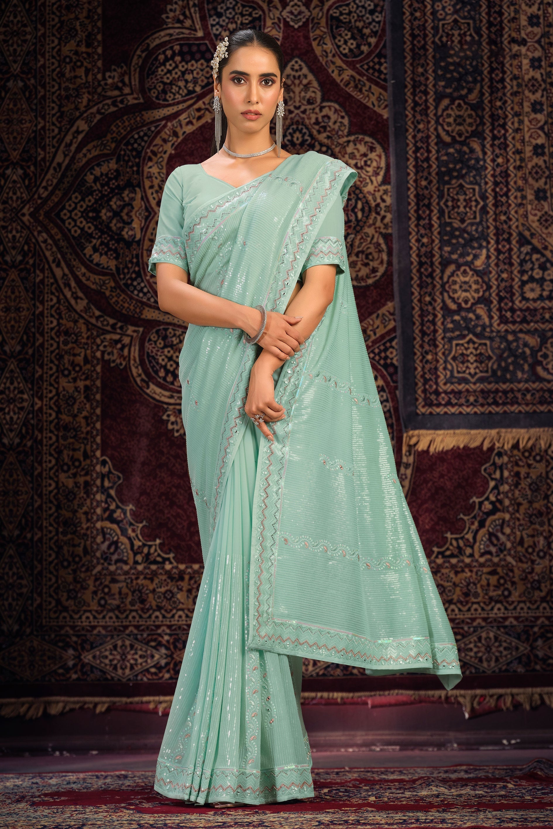 blue-georgette-sequin-saree-zb131776_1_SareeButa.com