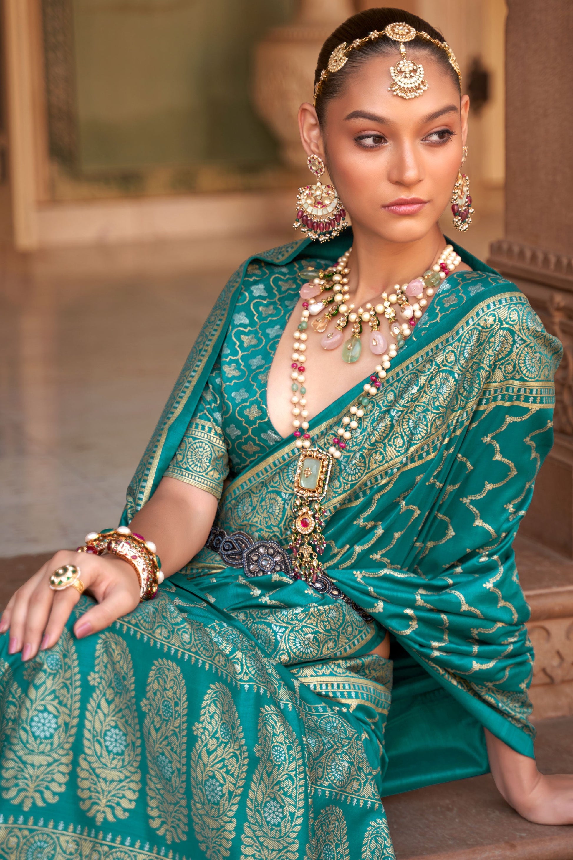 blue-green-banarasi-silk-saree-zb130830_2_SareeButa.com