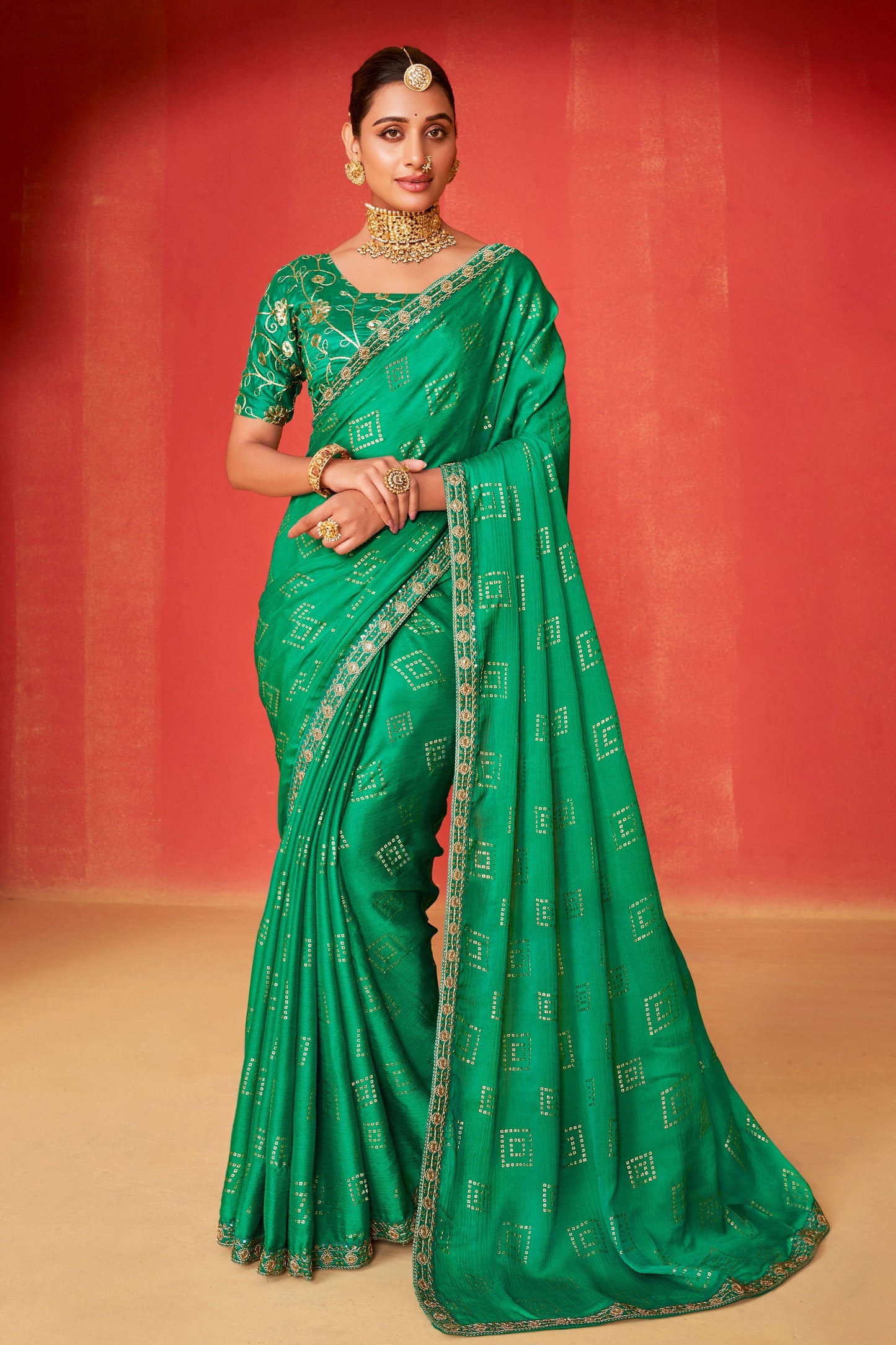 blue-green-embroidered-chiffon-bandhani-saree-zb131252_1_SareeButa.com