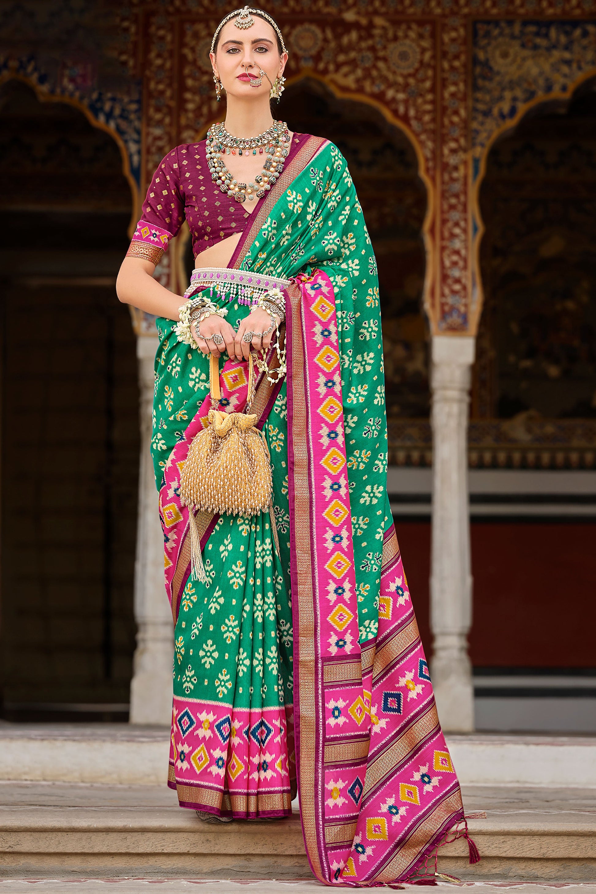 blue-green-printed-patola-saree-zb132859_1_SareeButa.com